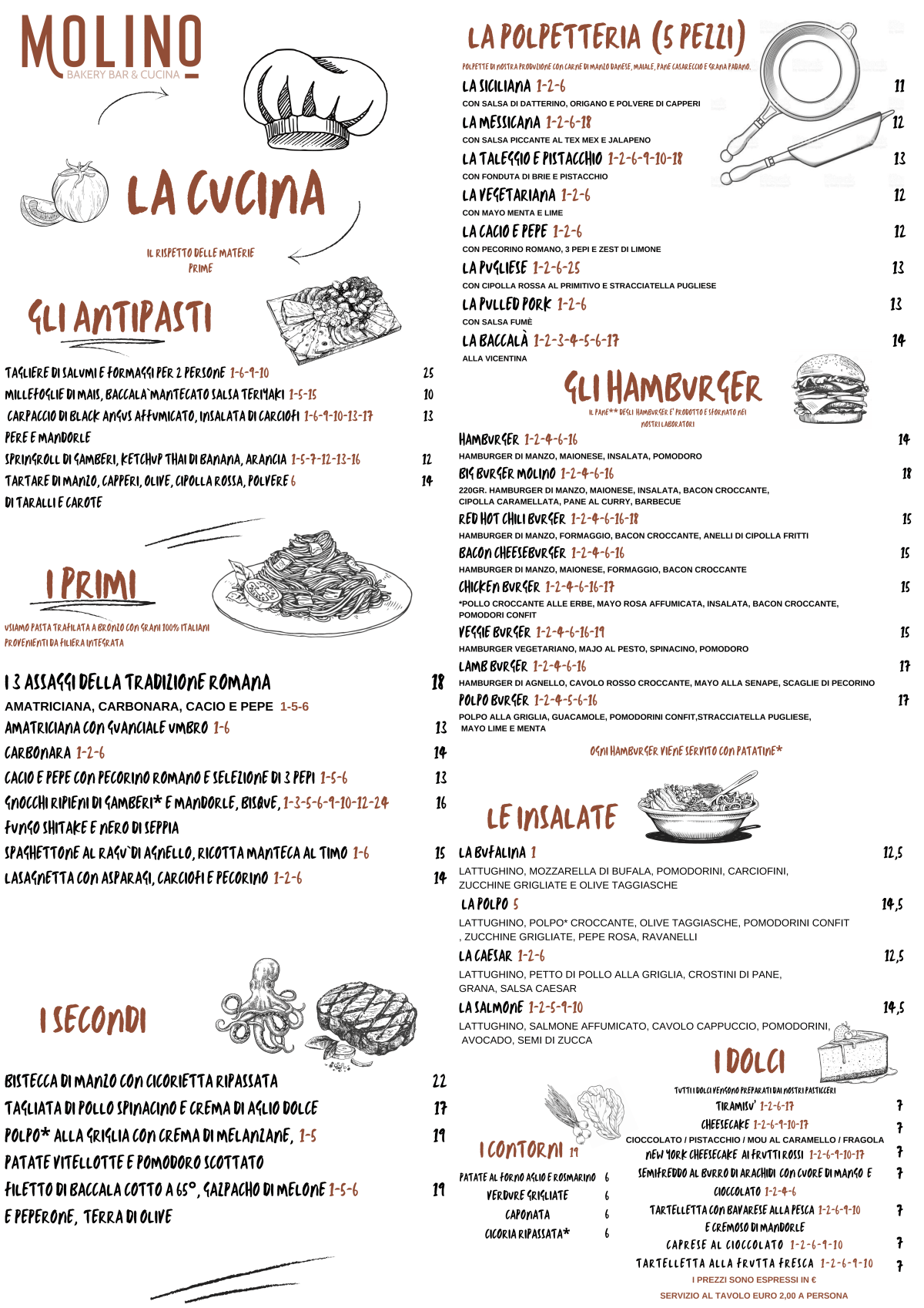 Molino via Appia menu
