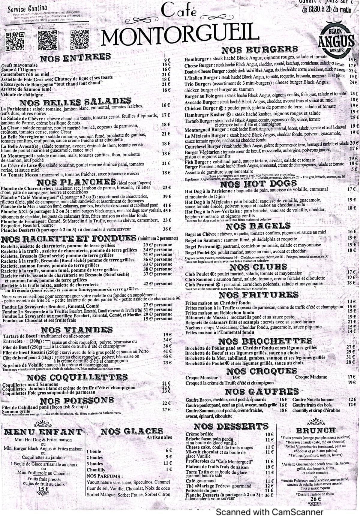 Café Montorgueil menu