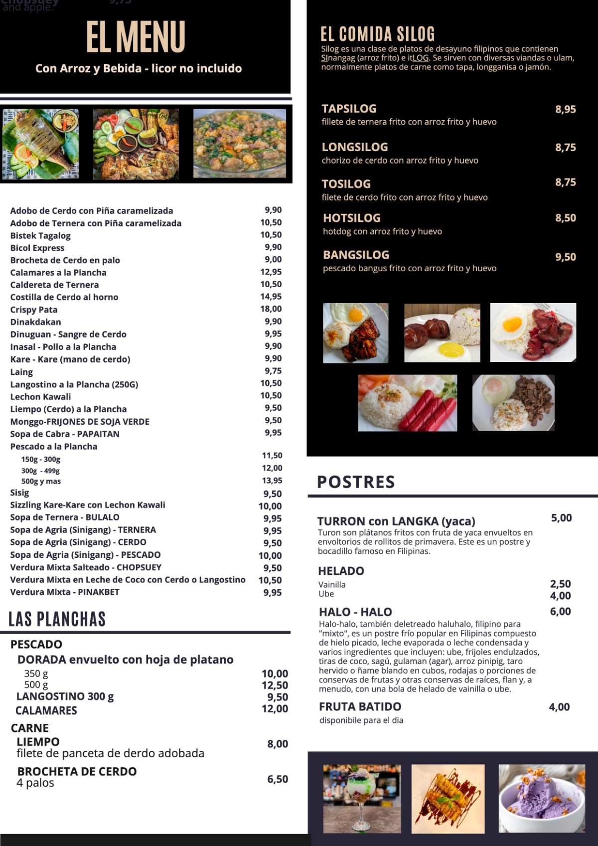 The Banana Leaf Madrid menu