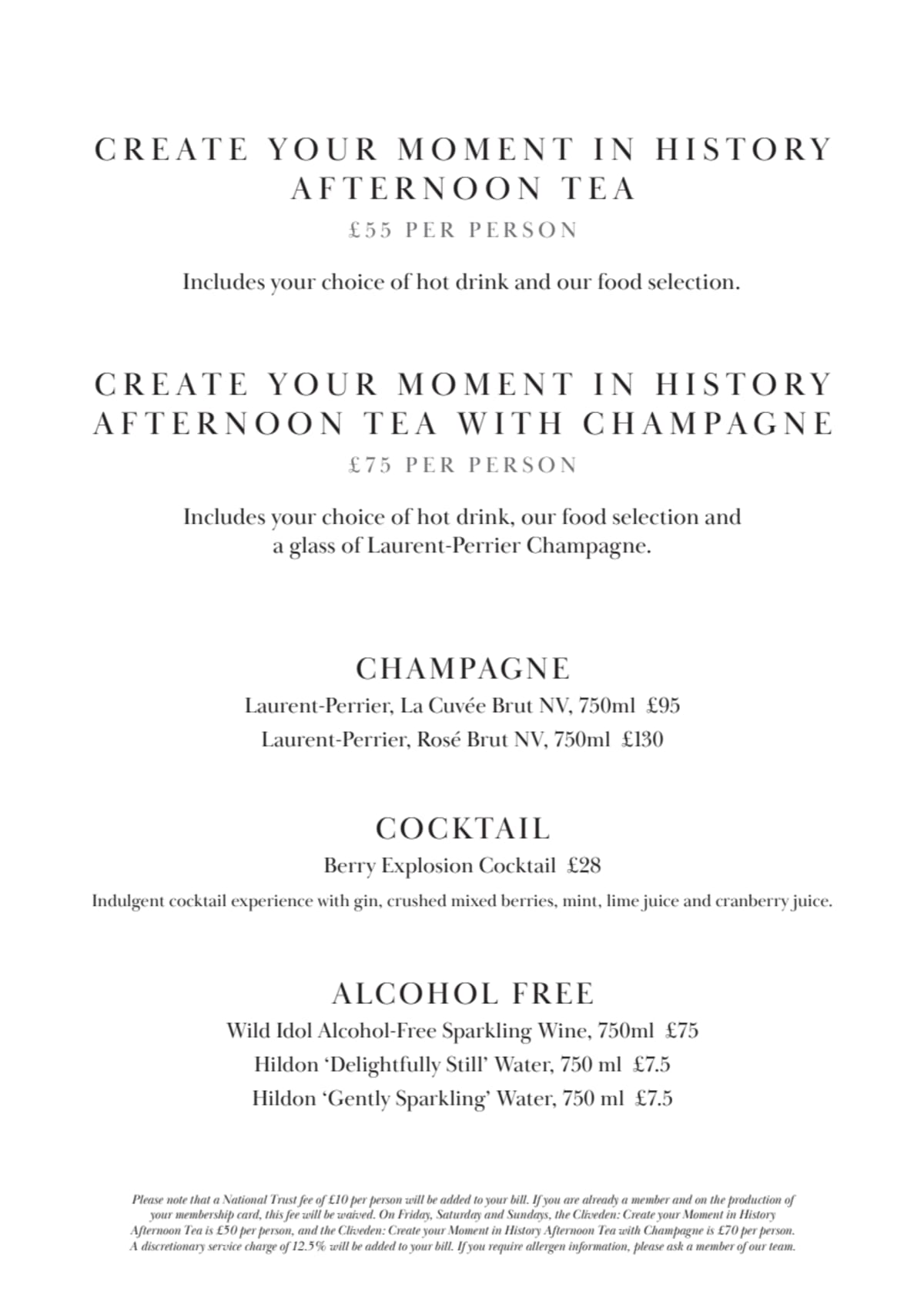 Menu 2024 Afternoon Tea at Cliveden in Maidenhead TheFork