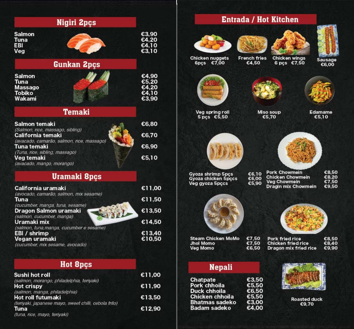 Dragon Sushi and Ramen Bar menu