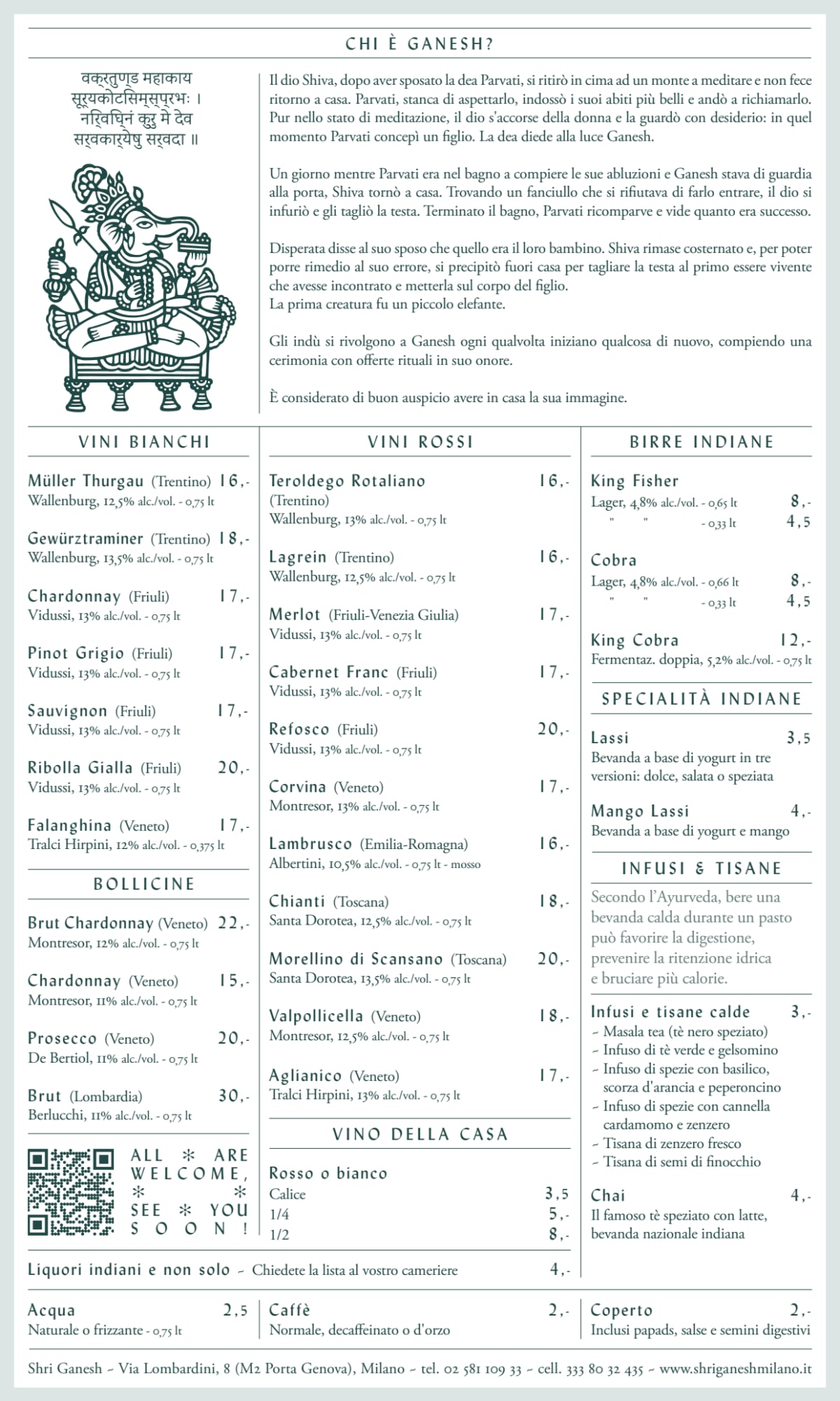 Shri Ganesh menu