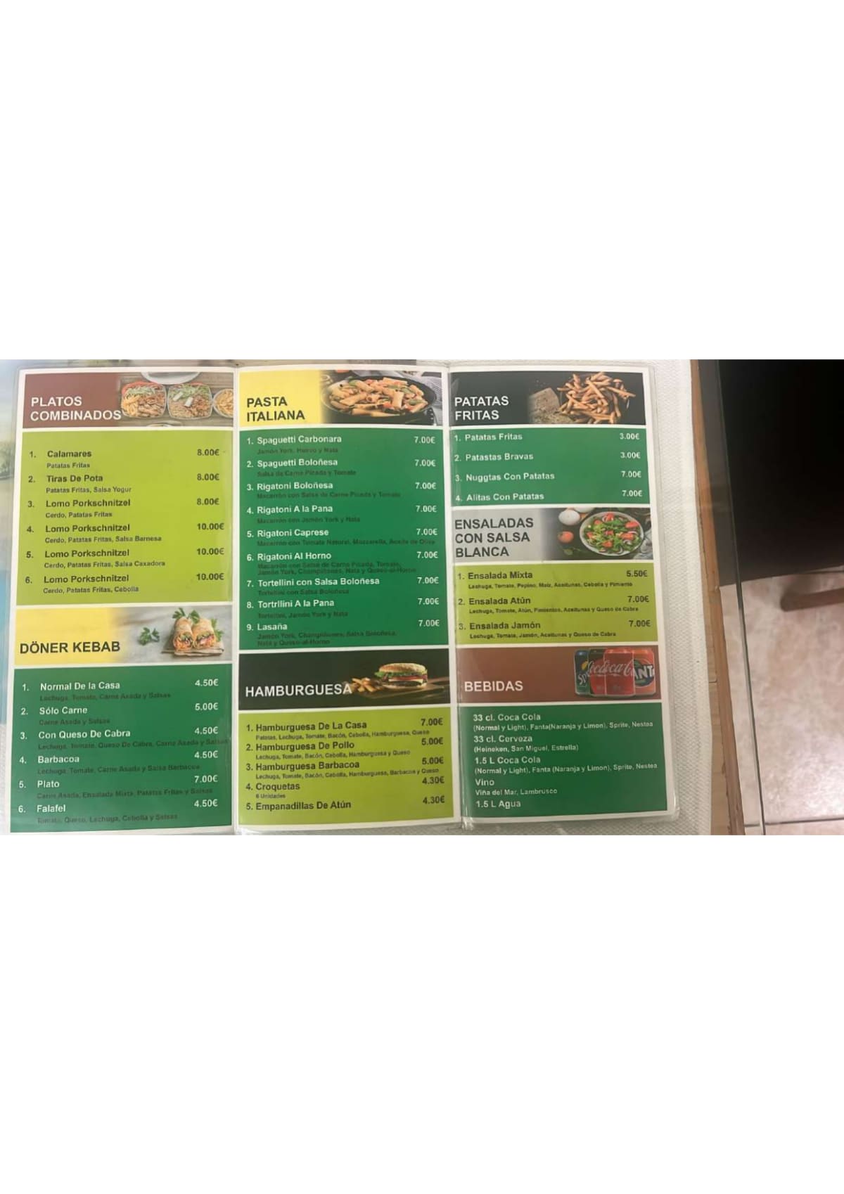 Pizza virona Bordeta menu