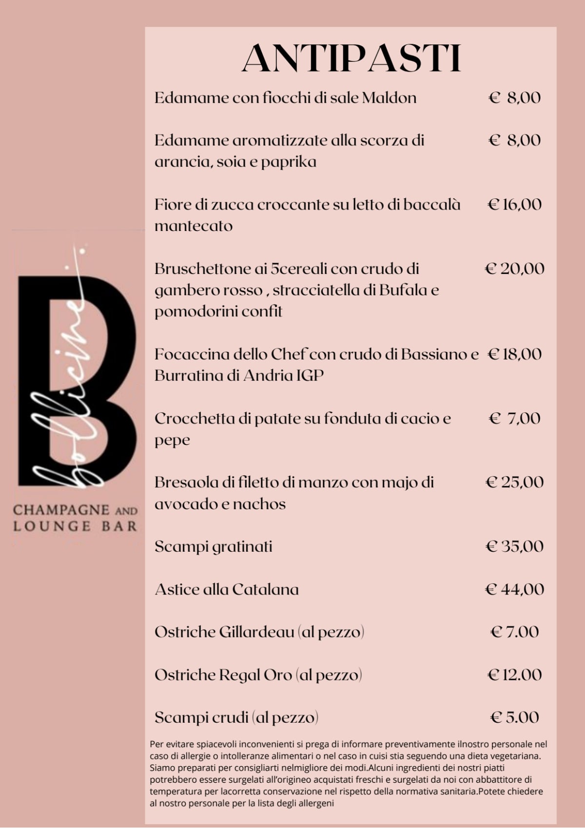 Carte et Menus 2024 Bollicine Rome 77 à Rome TheFork