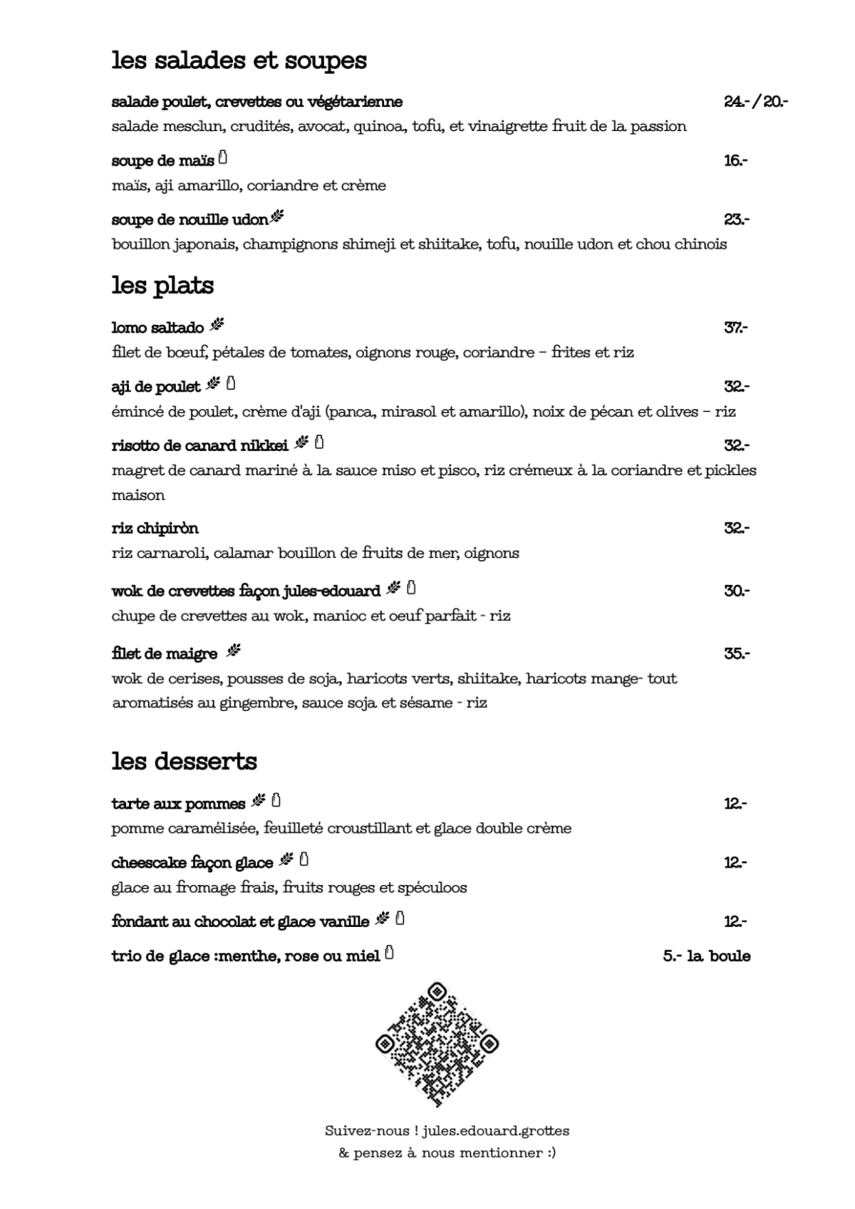 Jules-Edouard et Joy menu