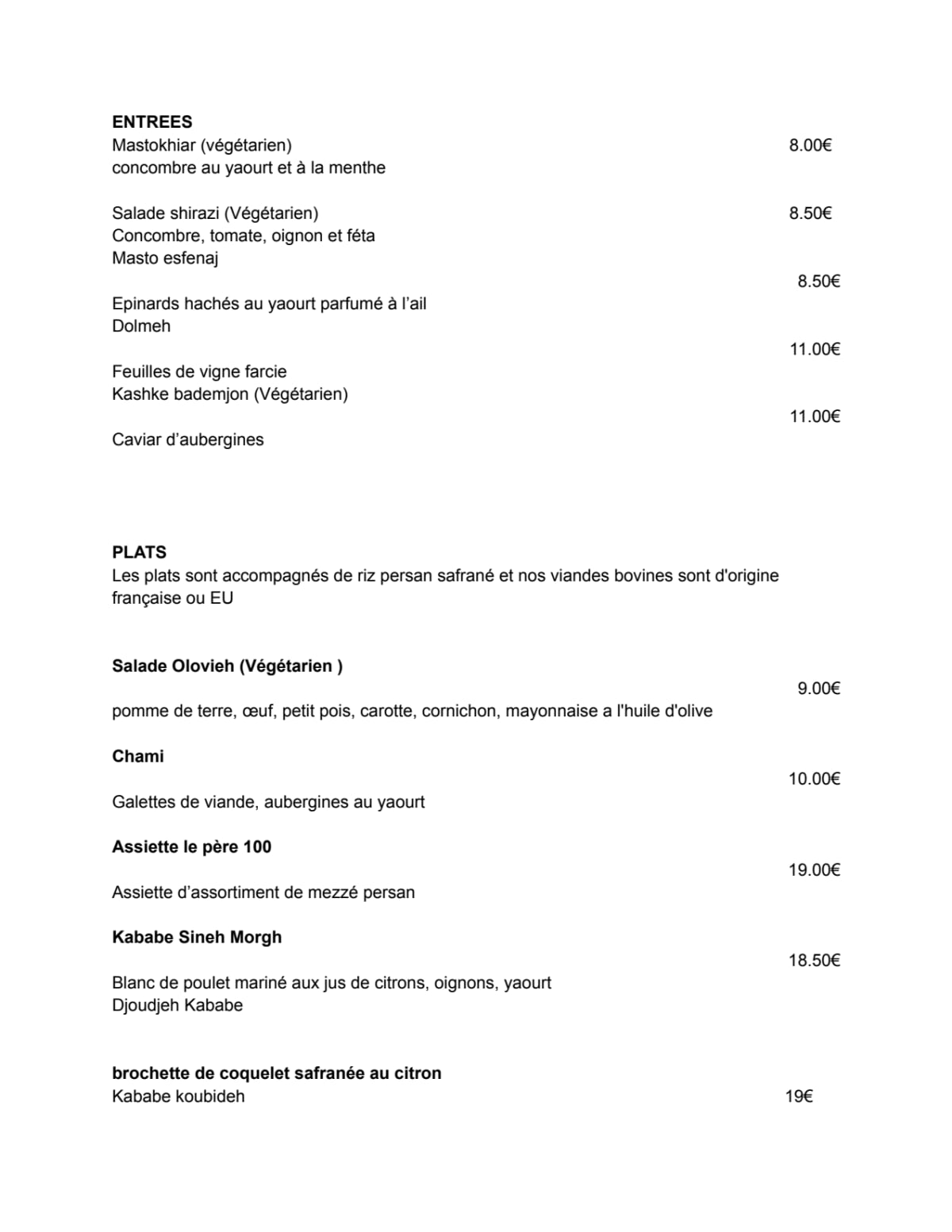 Carte et Menus 2024 Le Pere 100 à Lyon TheFork