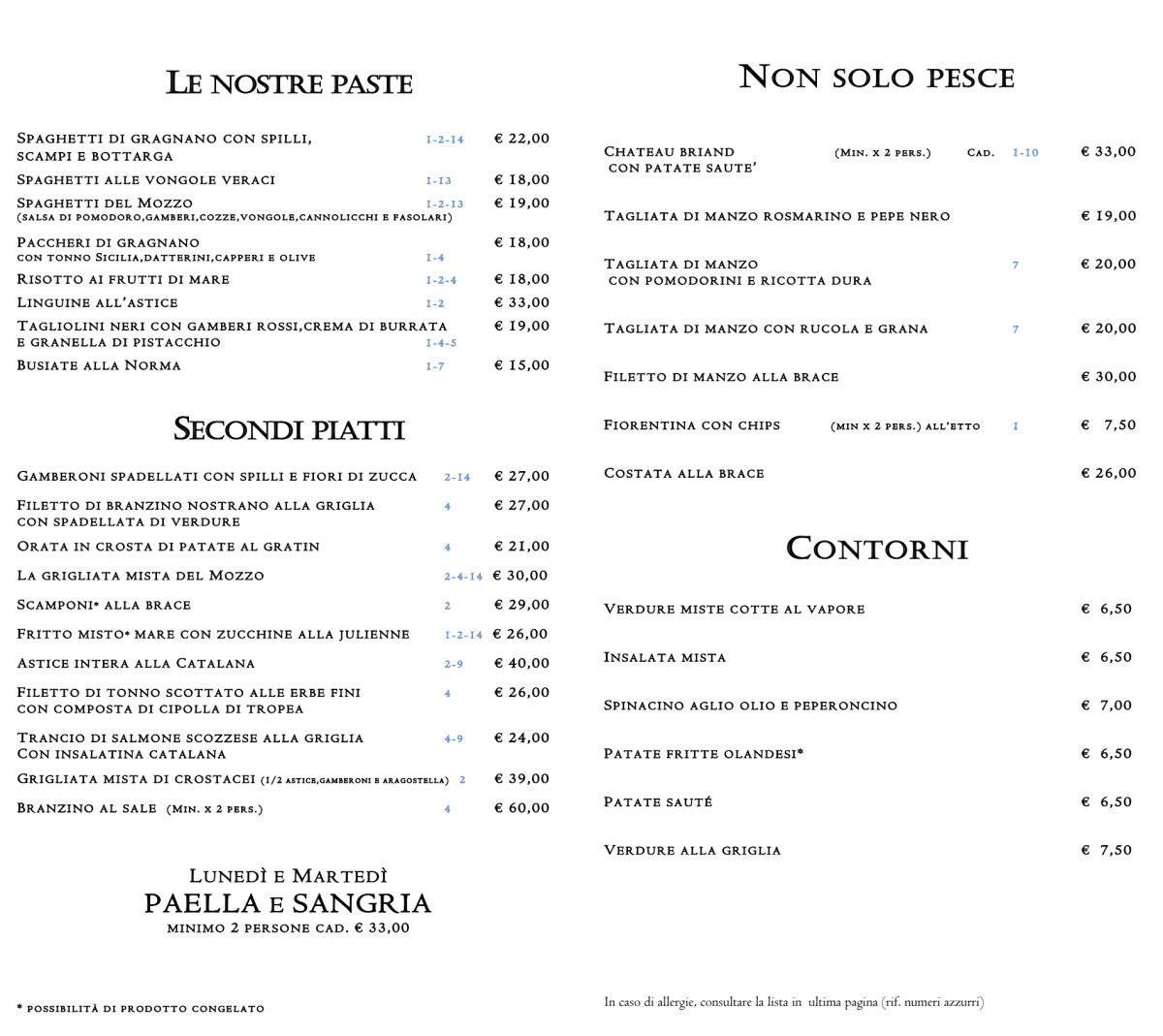 Al Mozzo Ristorante menu