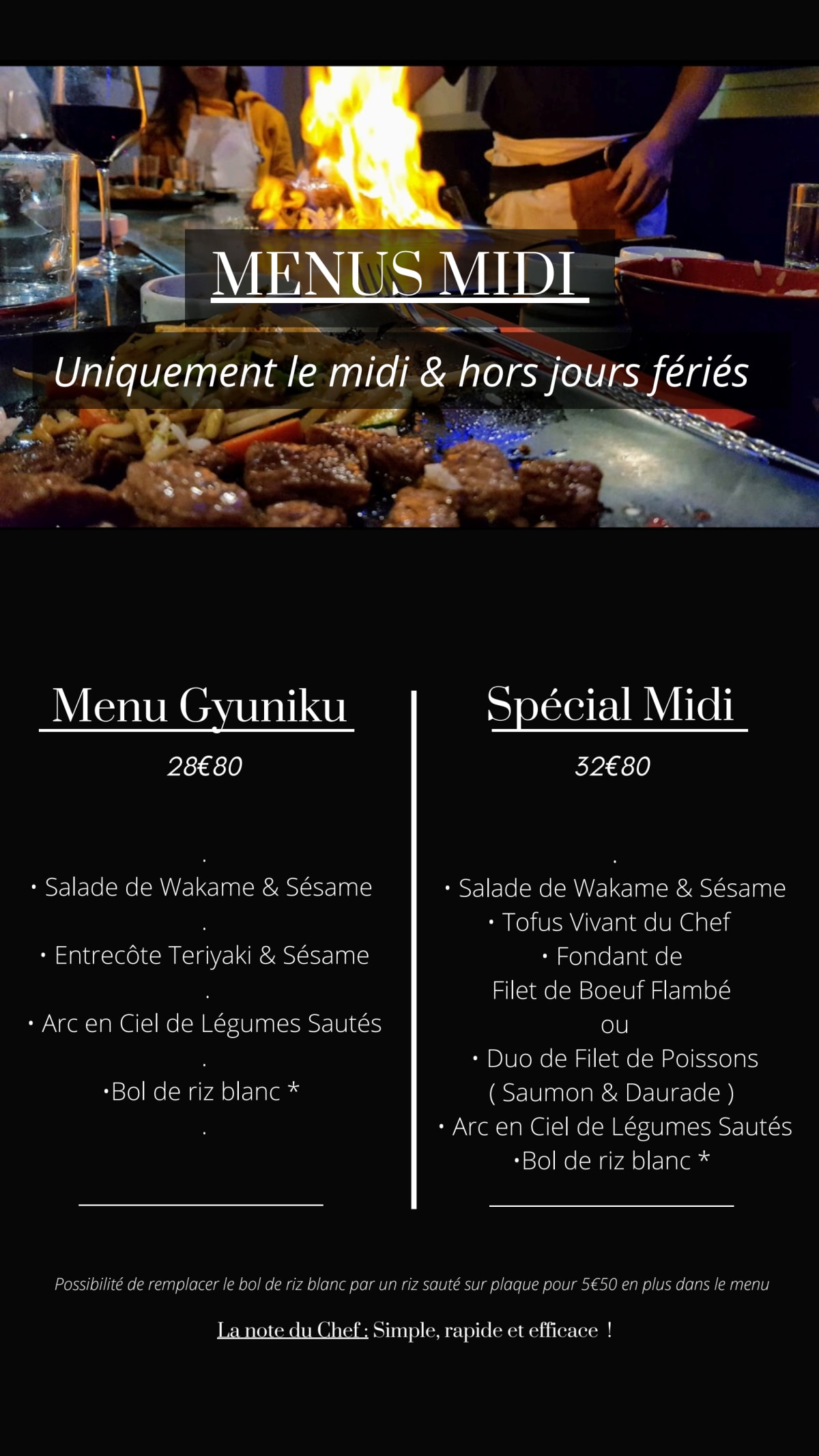 Devant Vous menu