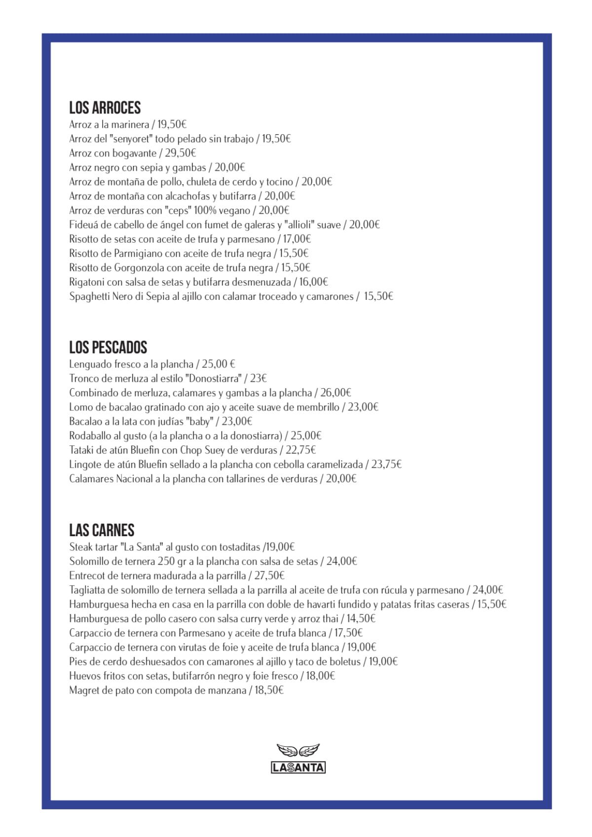 Carta y menù 2024 Actualizados La Santa en El Masnou TheFork