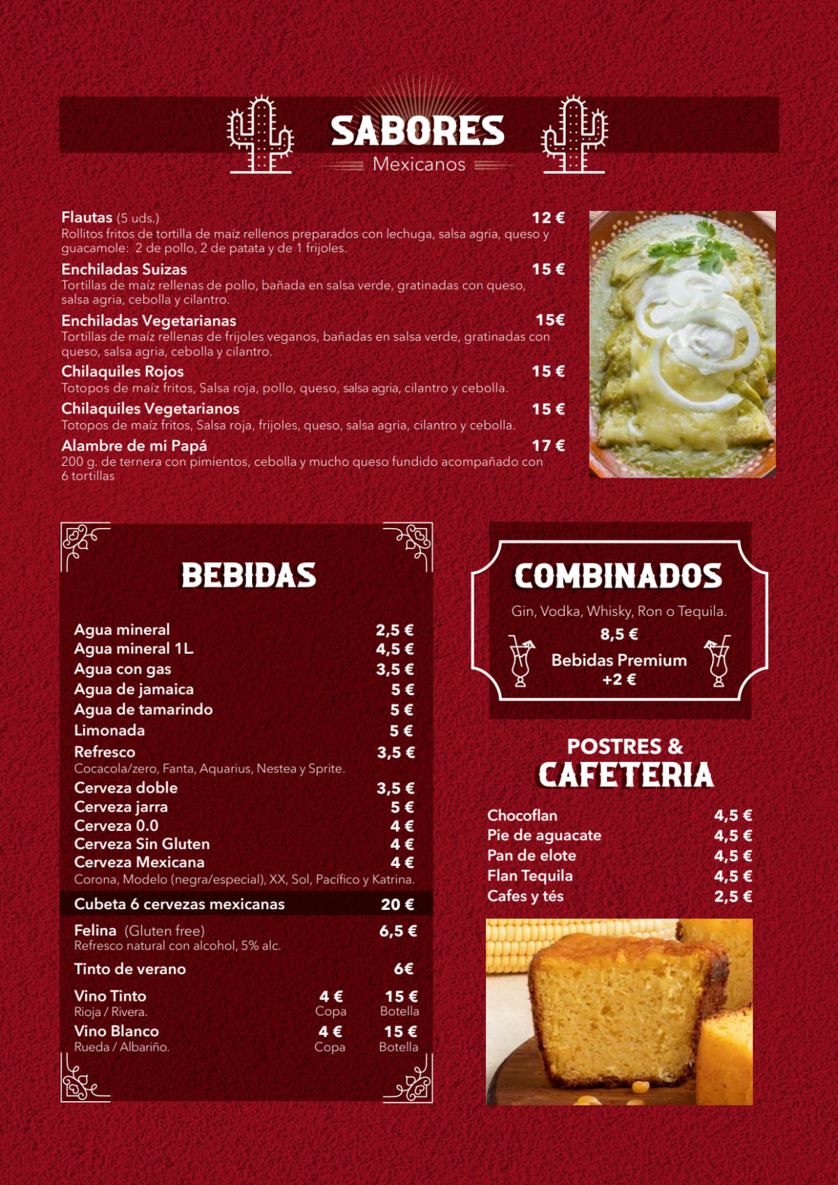 Tacoctelería menu