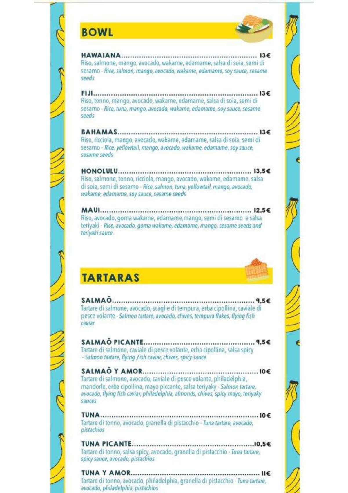 Amazonia Piazza Bologna menu