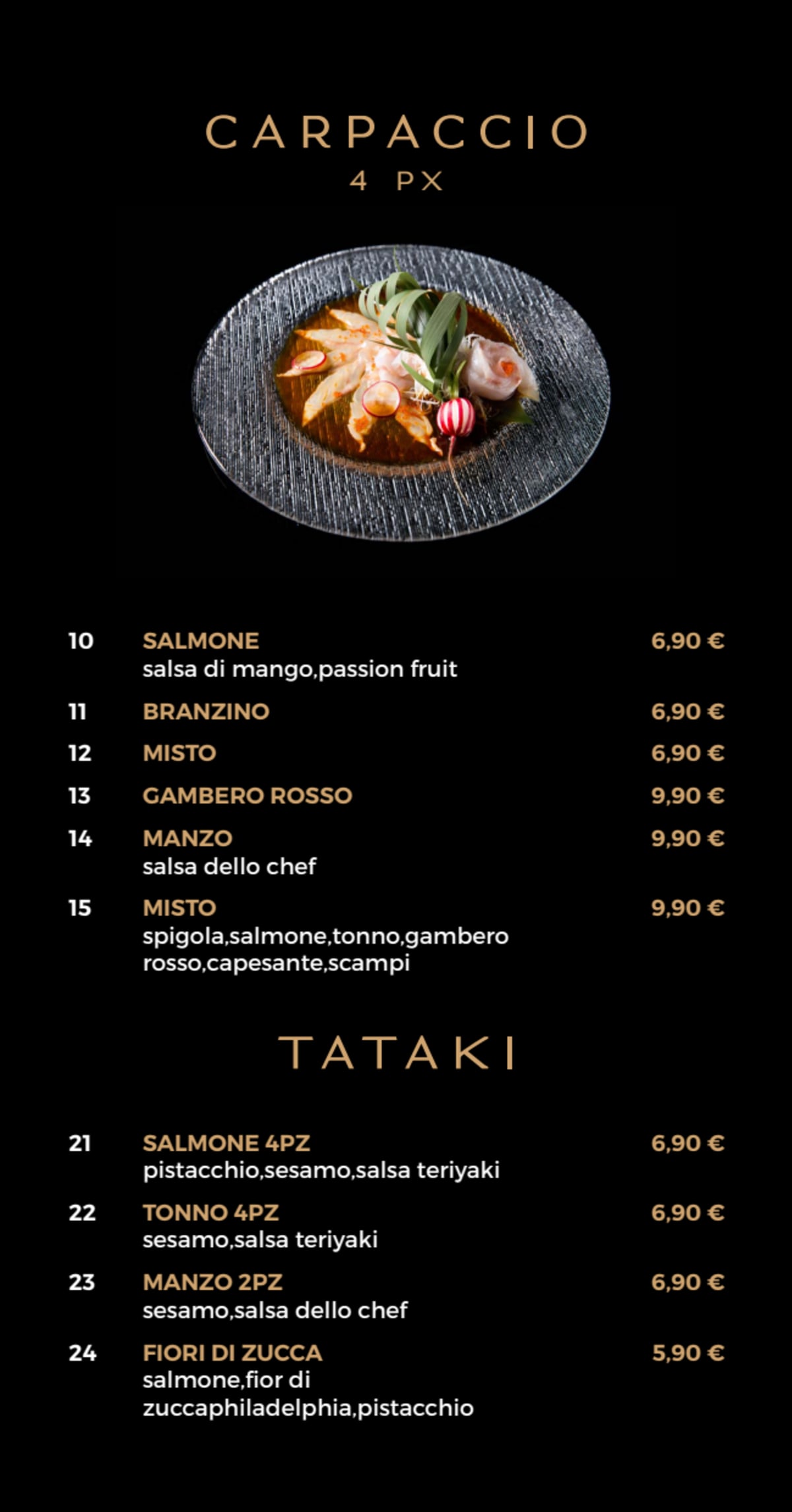 Saki Sushi menu