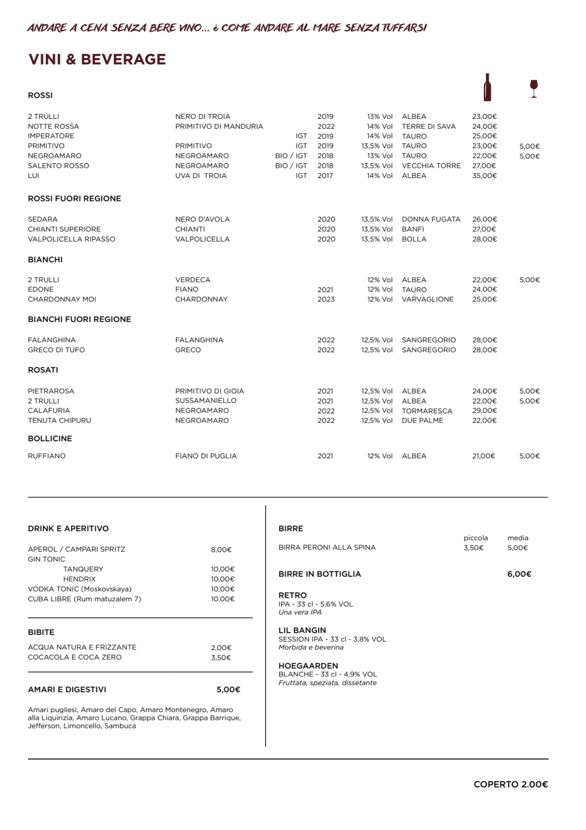 Mr Bombetta menu