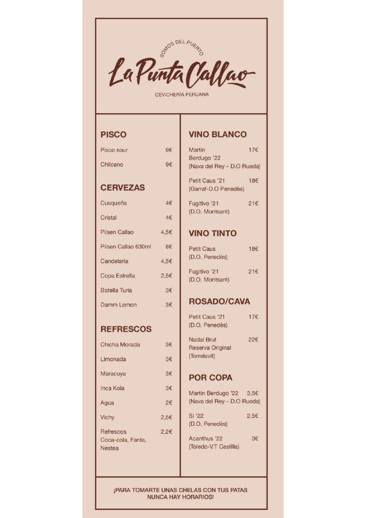 La Punta Callao menu