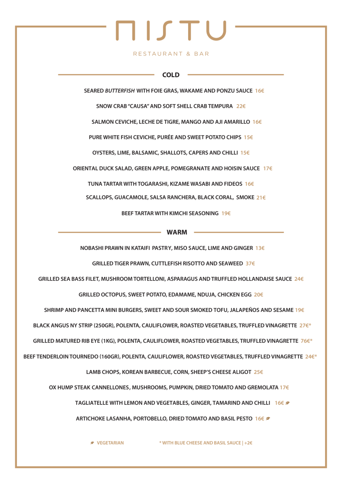 Menu 2024 MISTU restaurant & bar in Porto TheFork