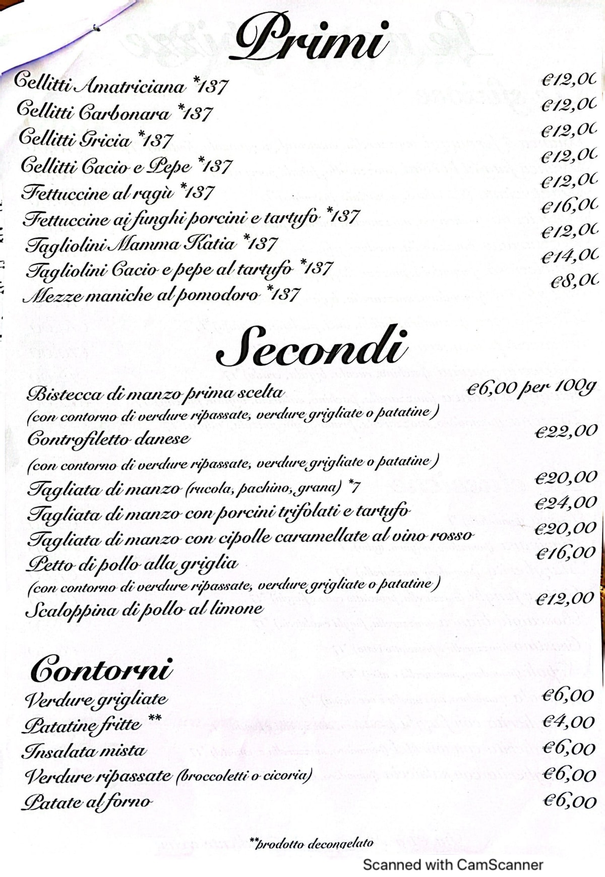 Mamma Katia menu