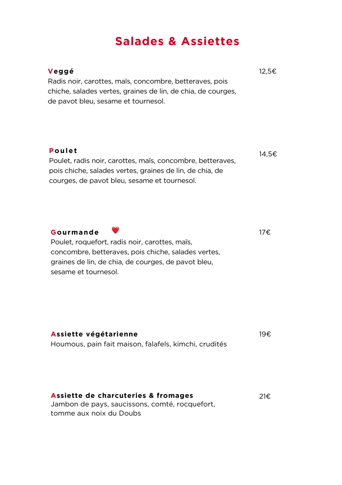 Le Macareux menu