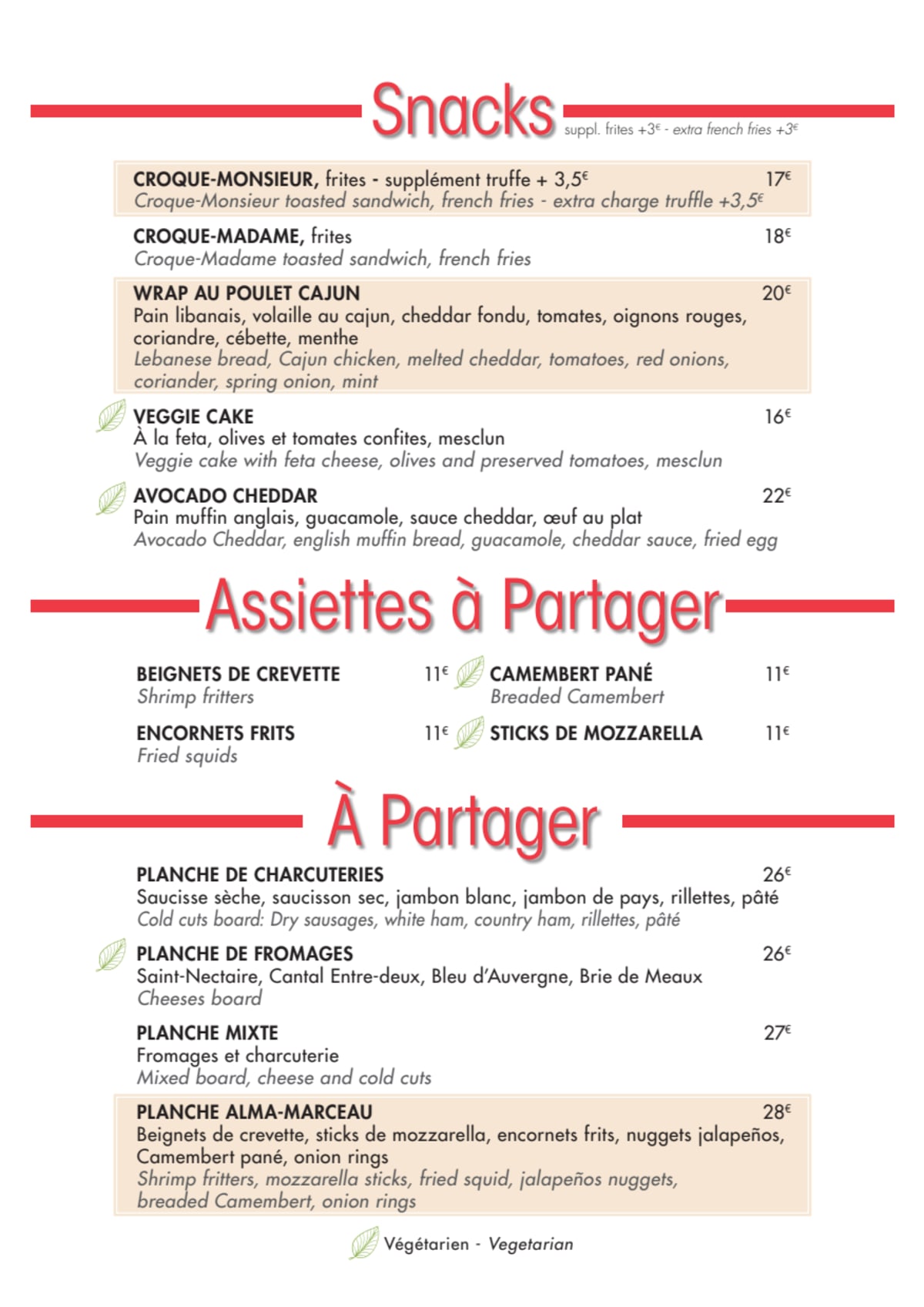 Carte et Menus 2023 - Le Marceau à Paris | TheFork