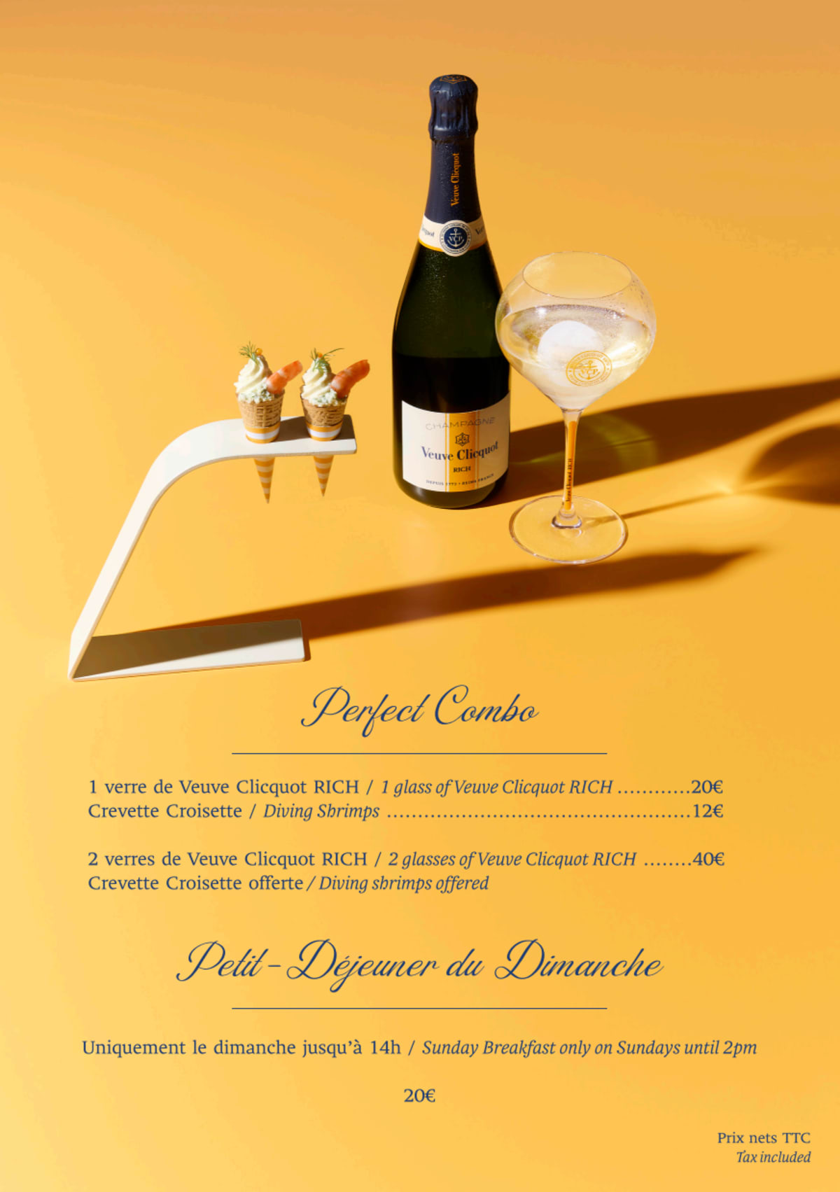 Veuve Clicquot Sun Club menu