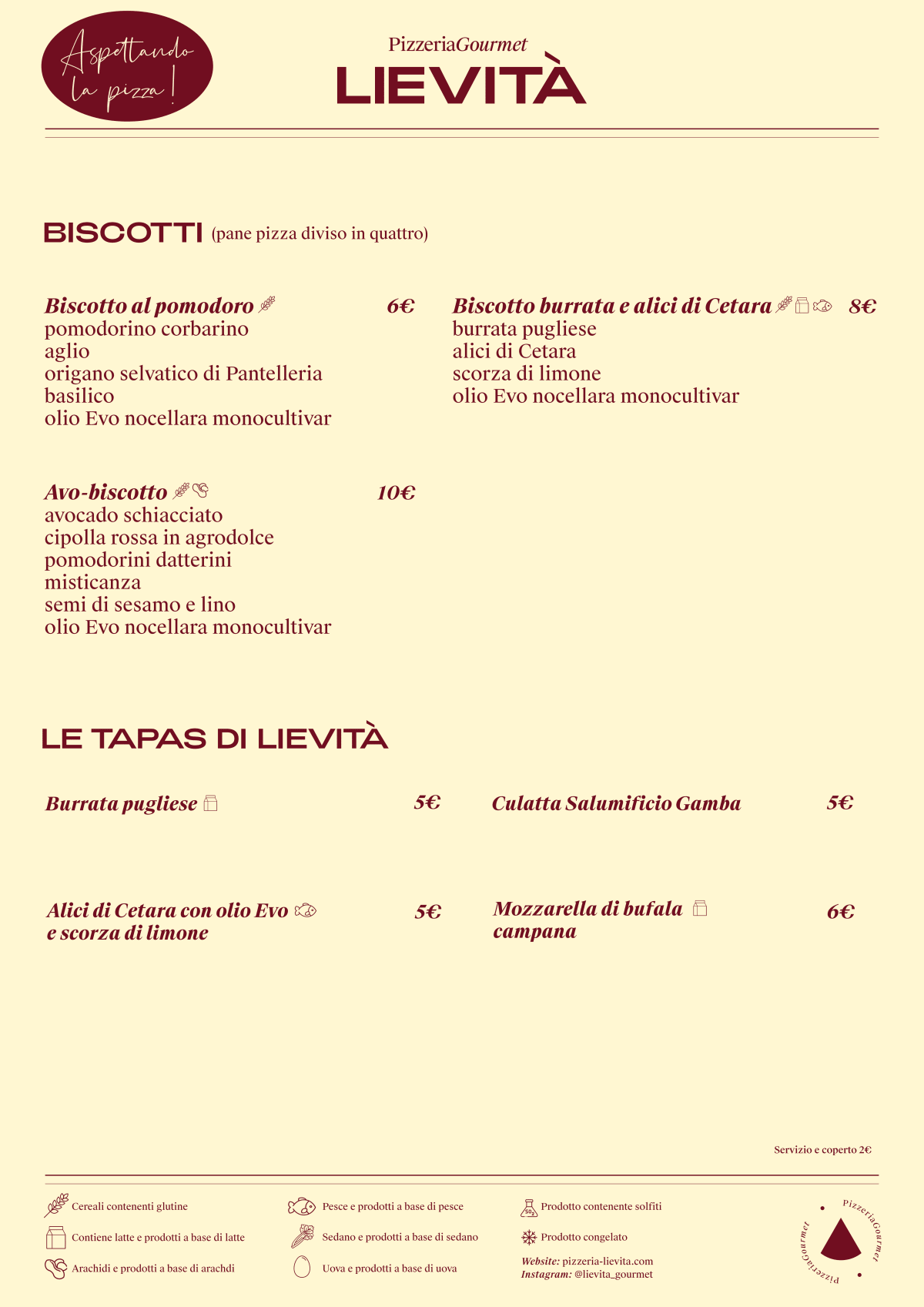 Lievità Moscova - Pizzeria Gourmet menu