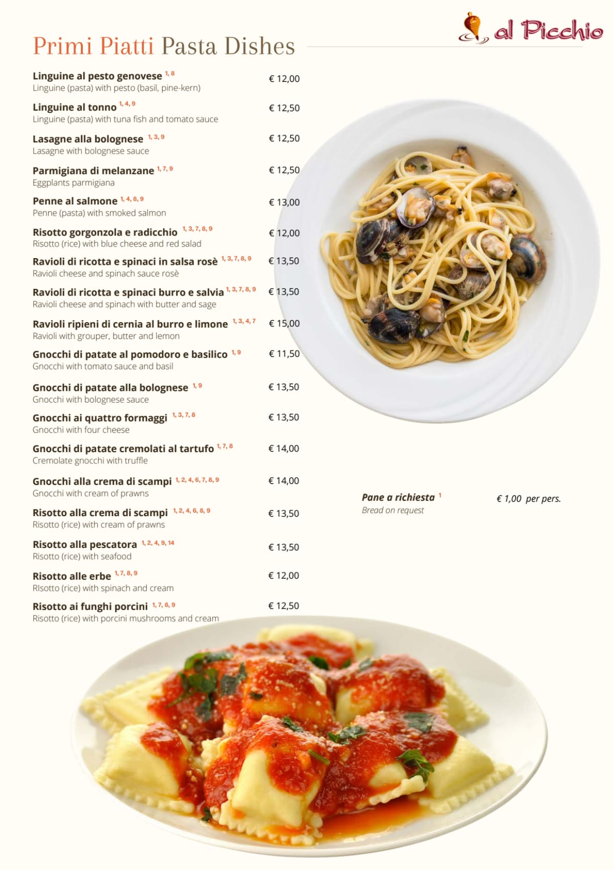 Al Picchio menu