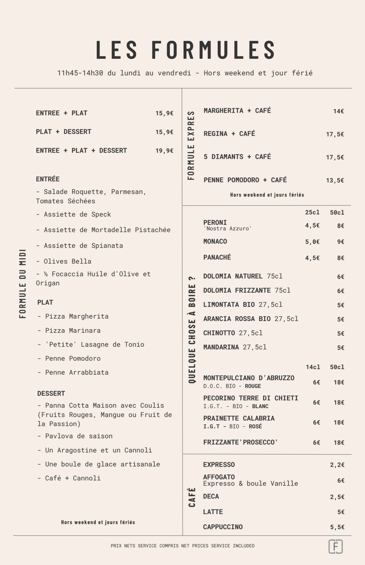 Fabbrezza menu