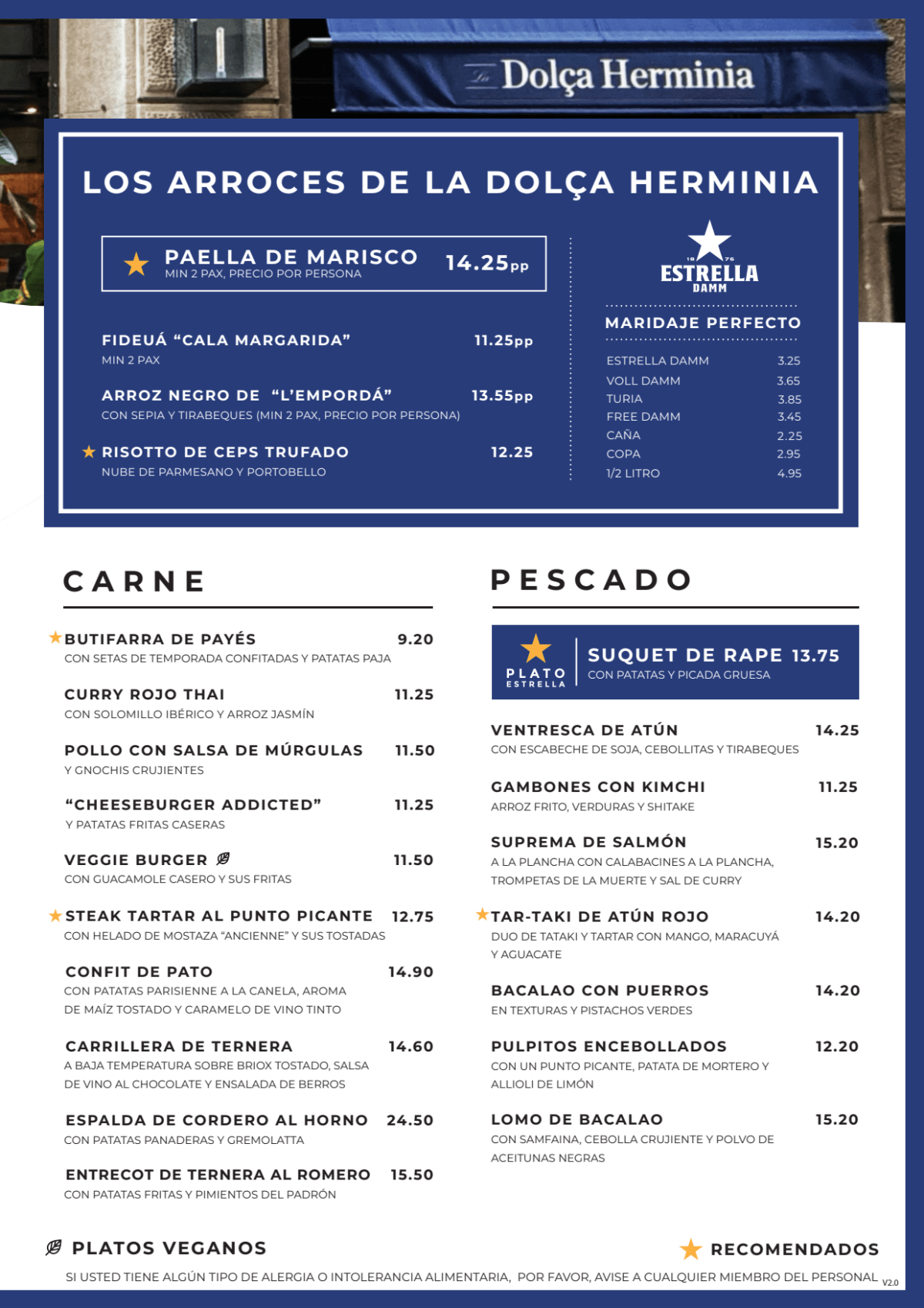 La Dolça Herminia menu