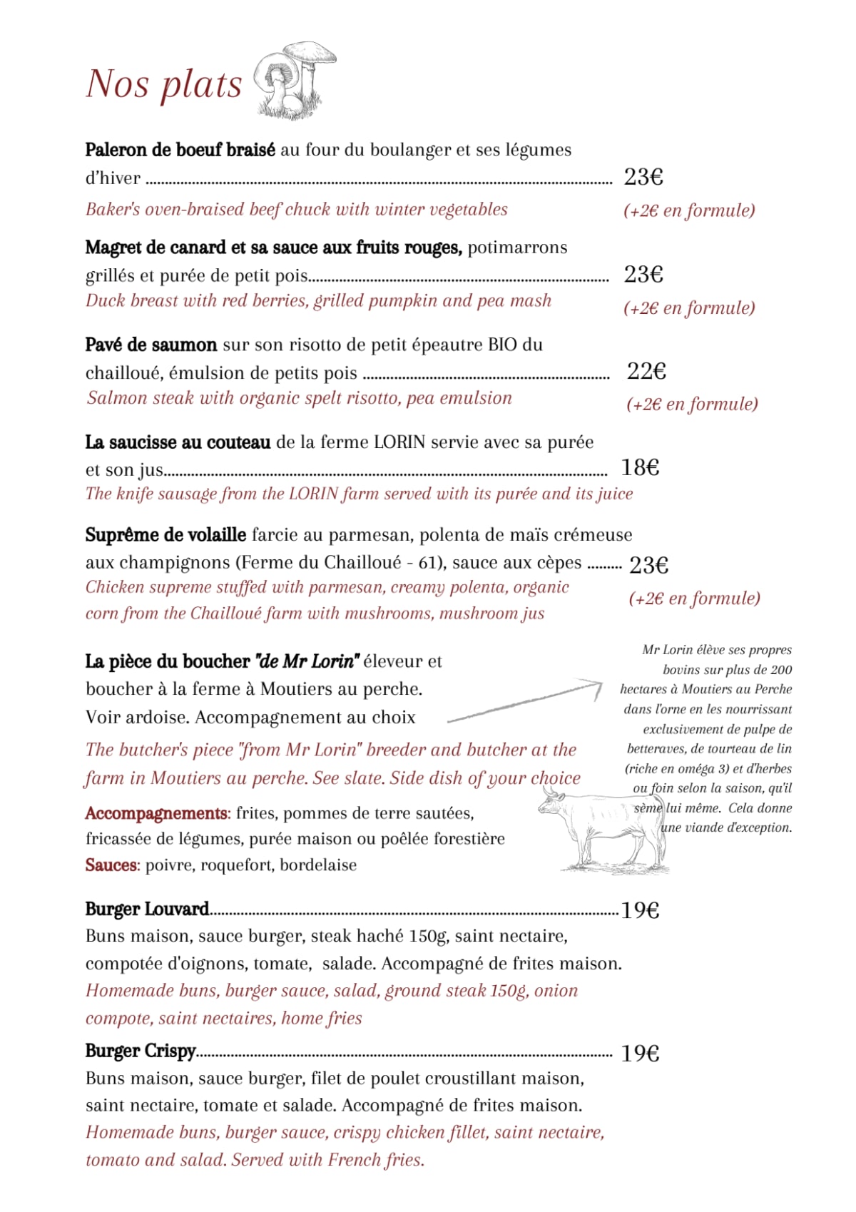 Maison Louvard menu