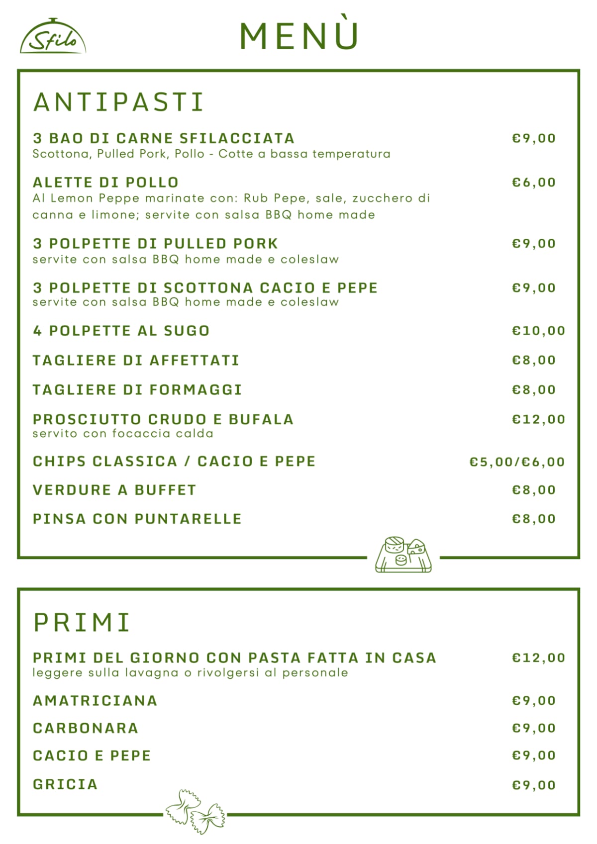 Sfilo menu