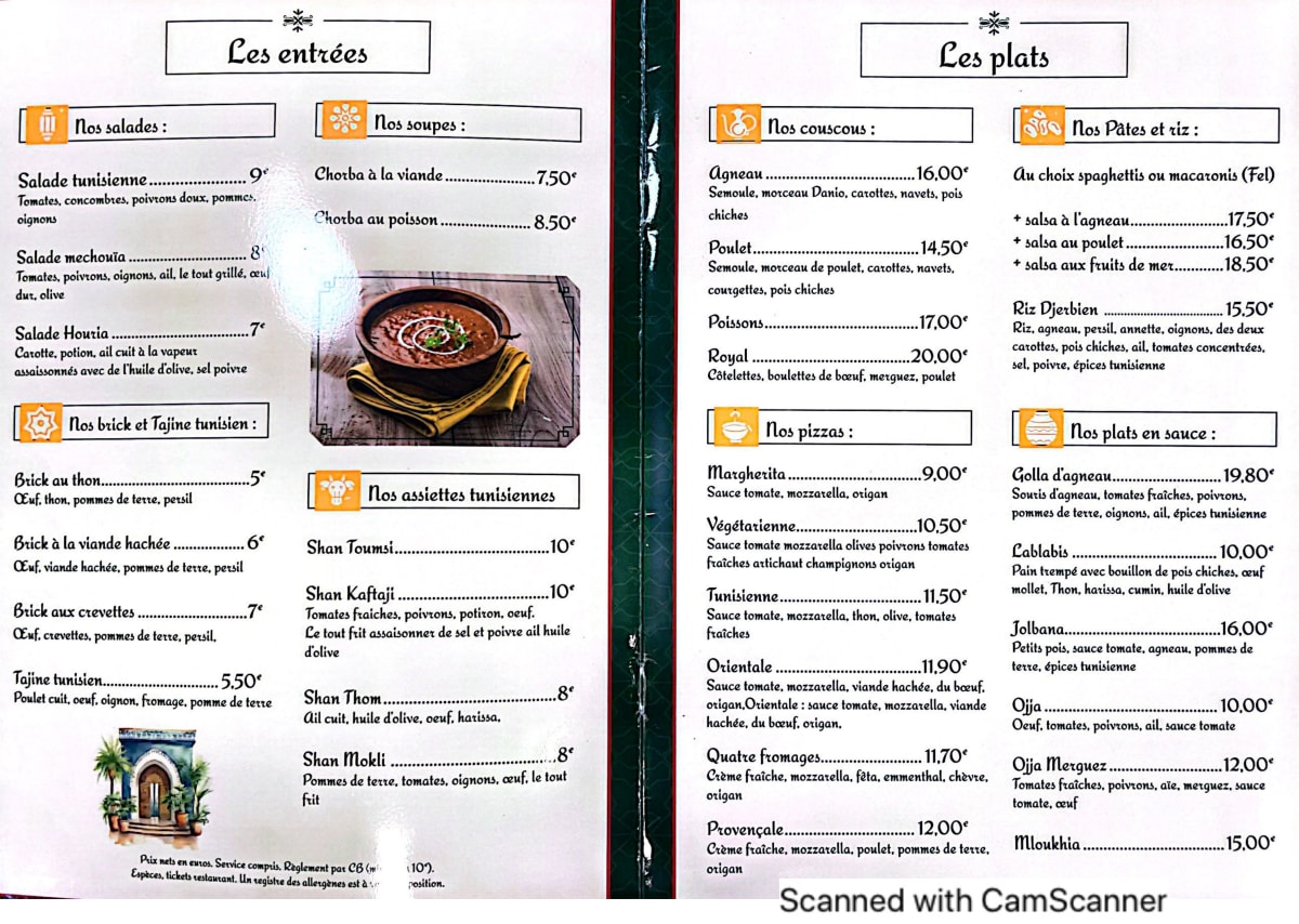 Lella Baya menu