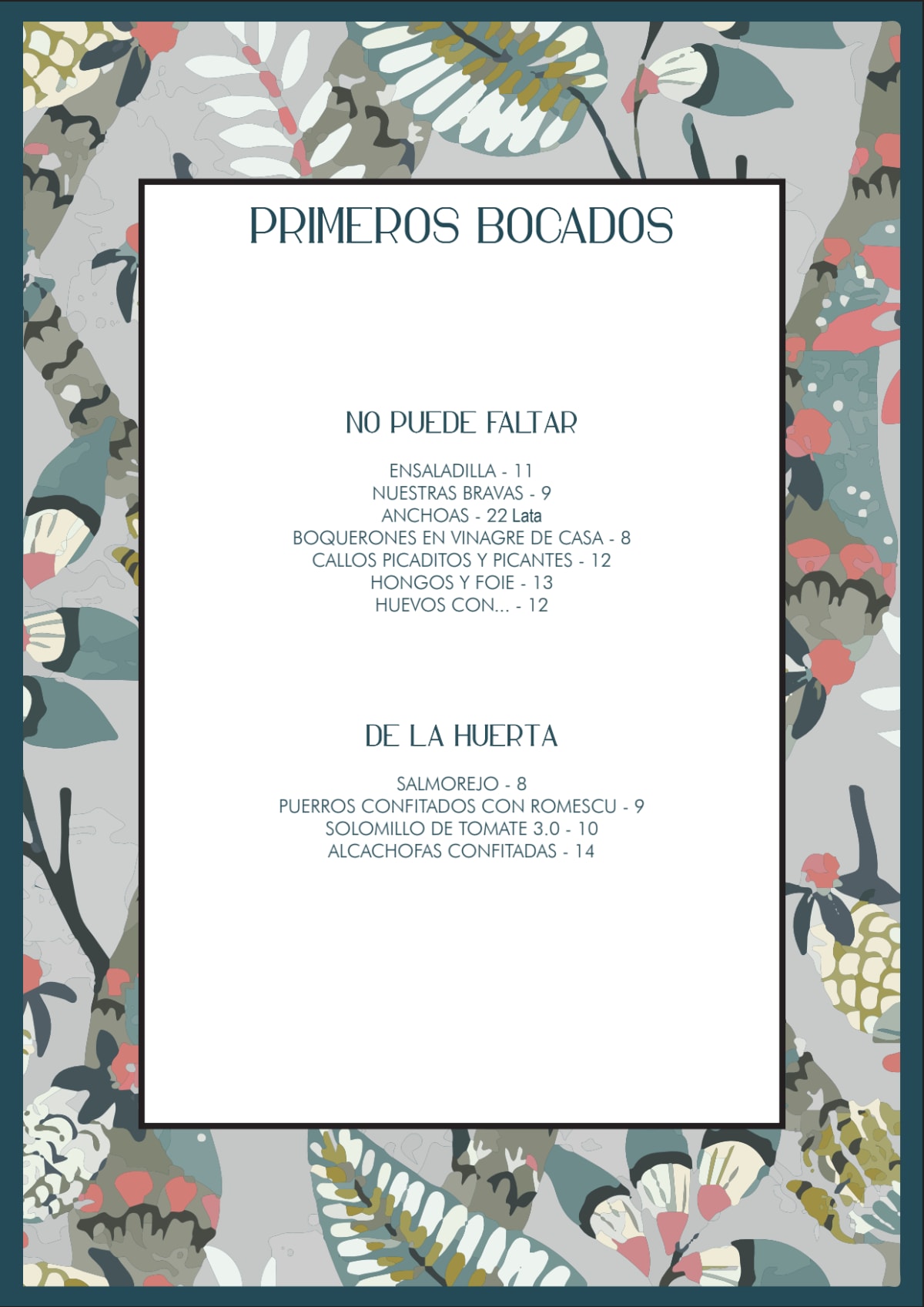 Vino y Se Quedó menu