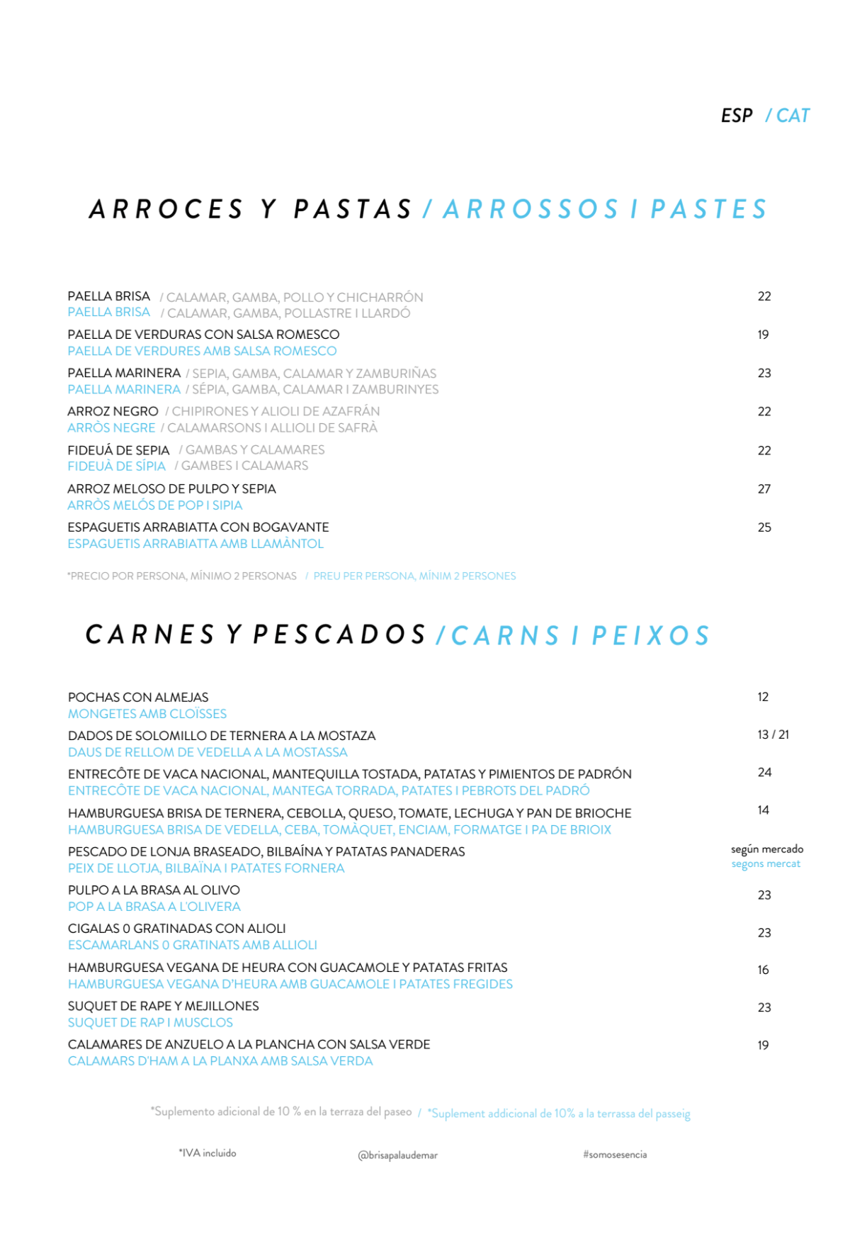 Brisa menu