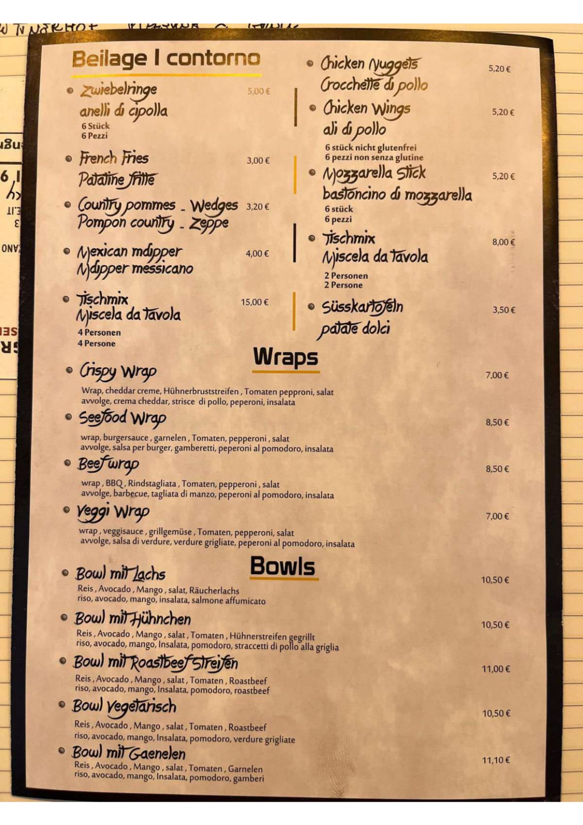 Speisekarte 2024 Rittnerhof pizzeria grill in Bozen TheFork