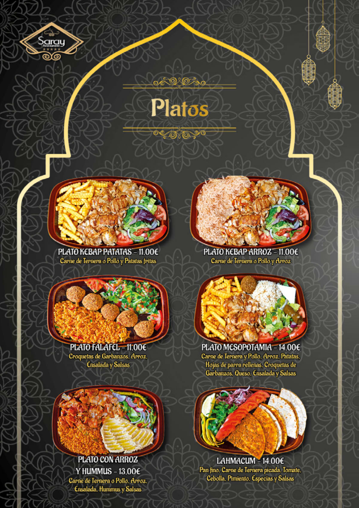 Saray menu