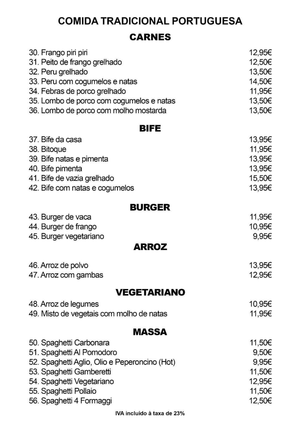 Estrela do Bairro menu