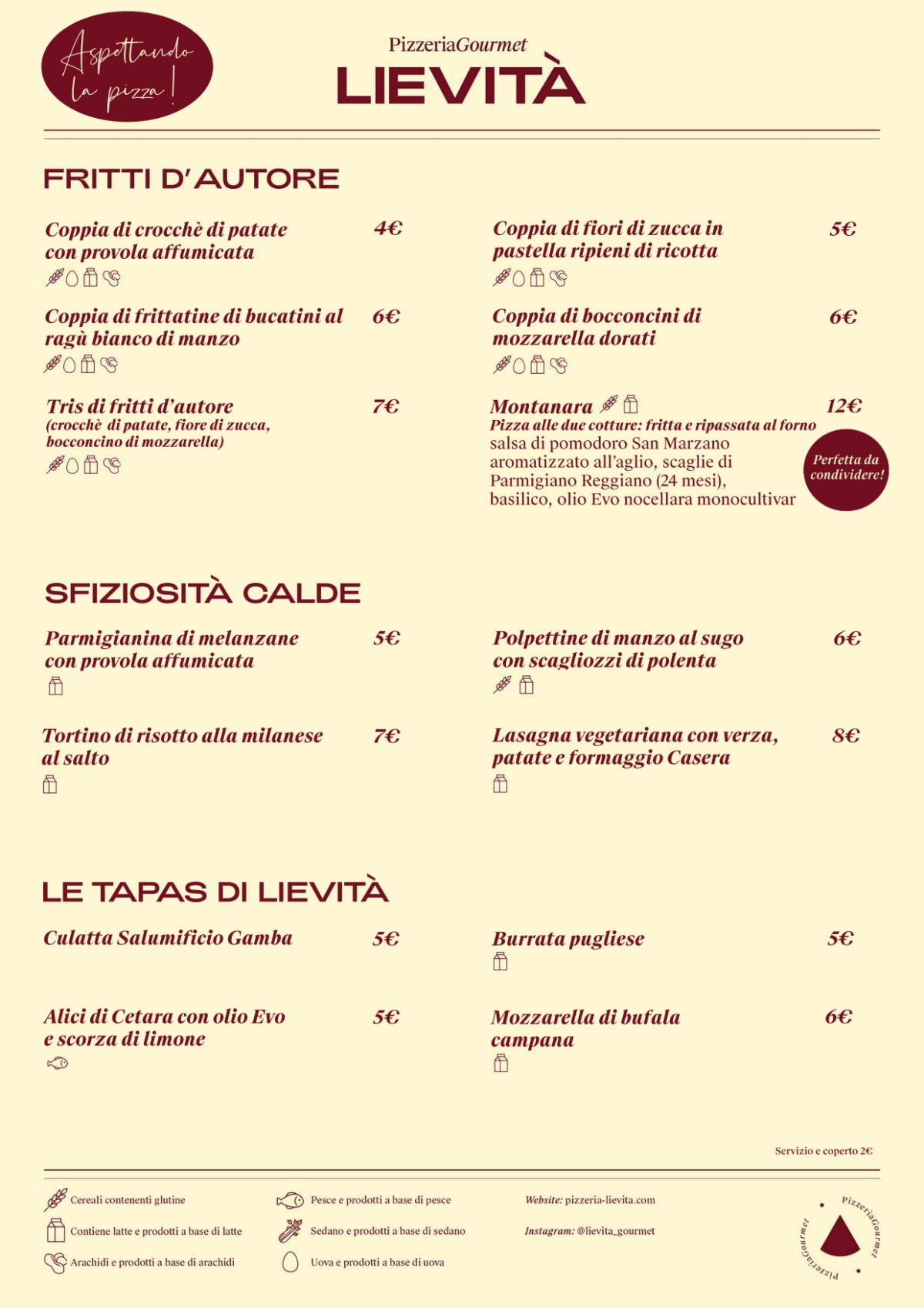 Lievità Sempione - Pizzeria Gourmet menu