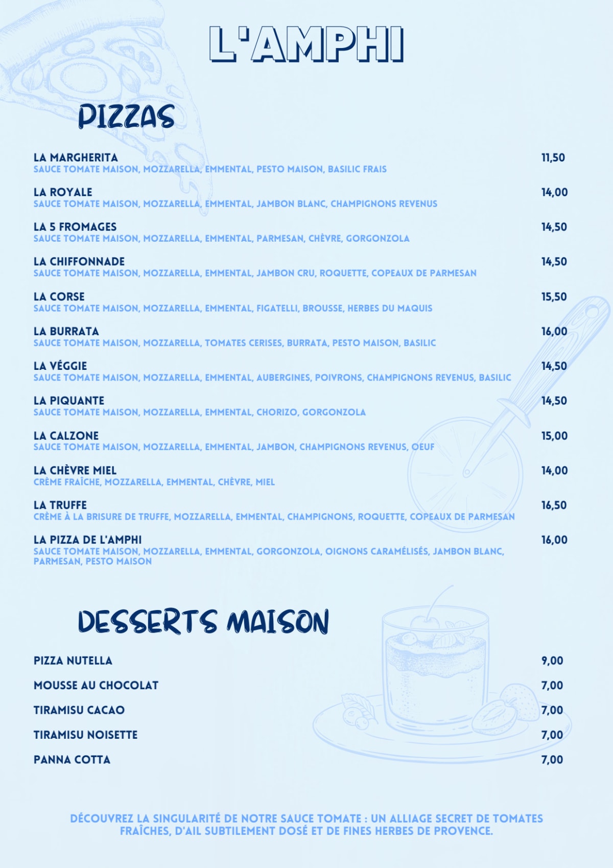 L'Amphi menu