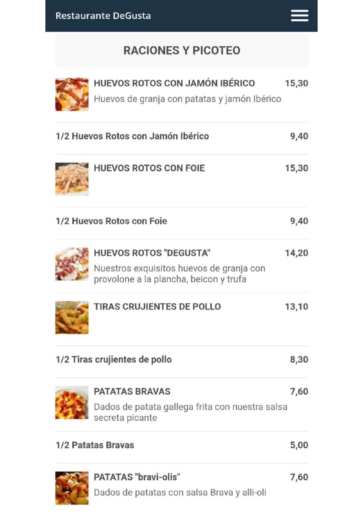 Restaurante DeGusta menu