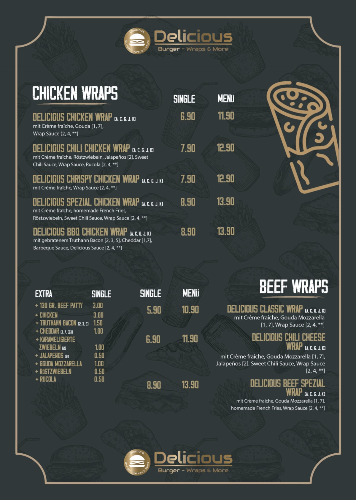 Menu 2024 Delicious Burger, Wraps & more in Düsseldorf TheFork
