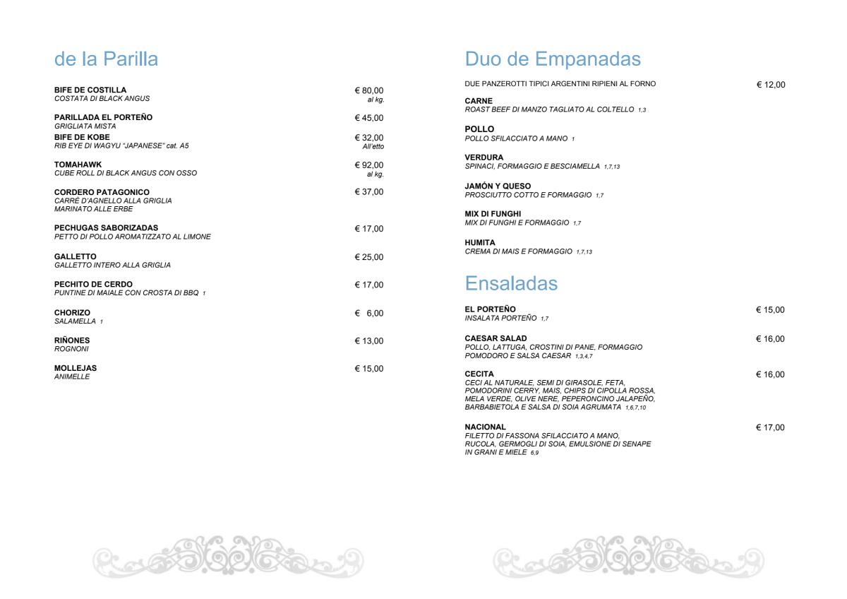 El Porteño Darsena menu