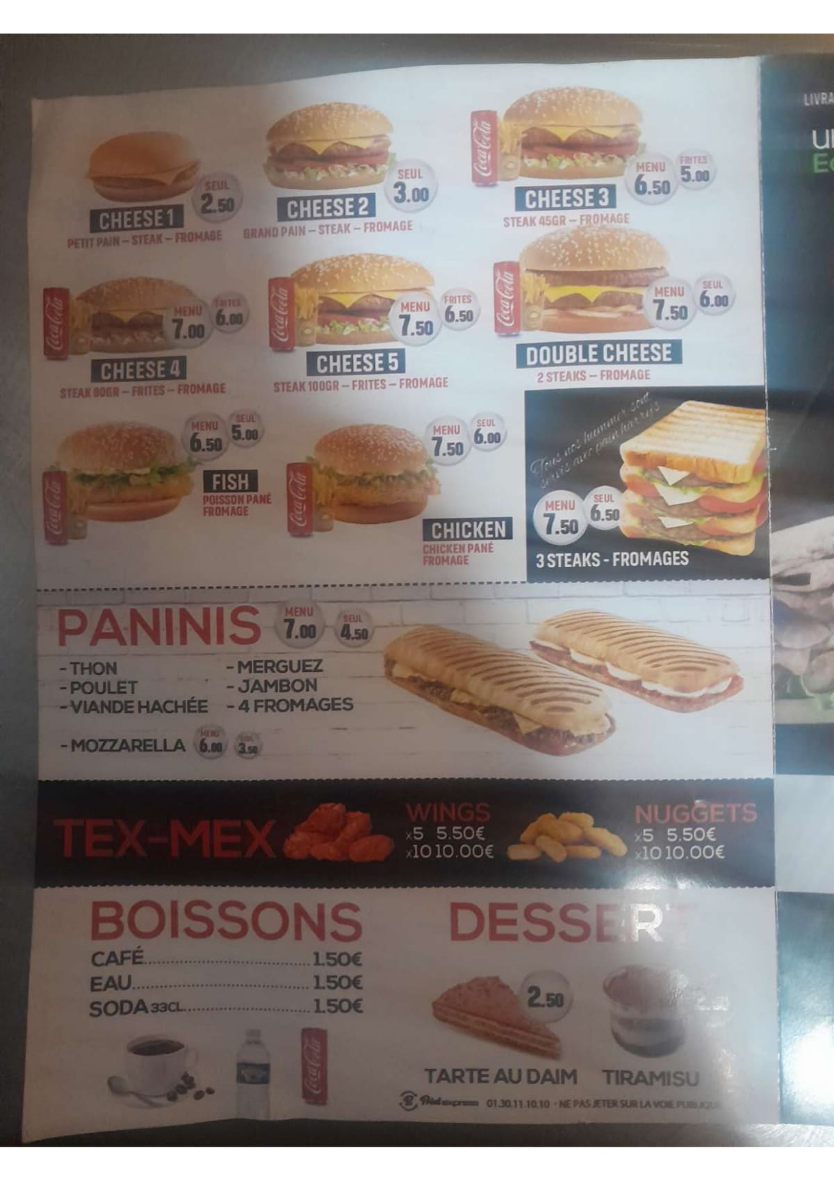 Le Gourmet menu