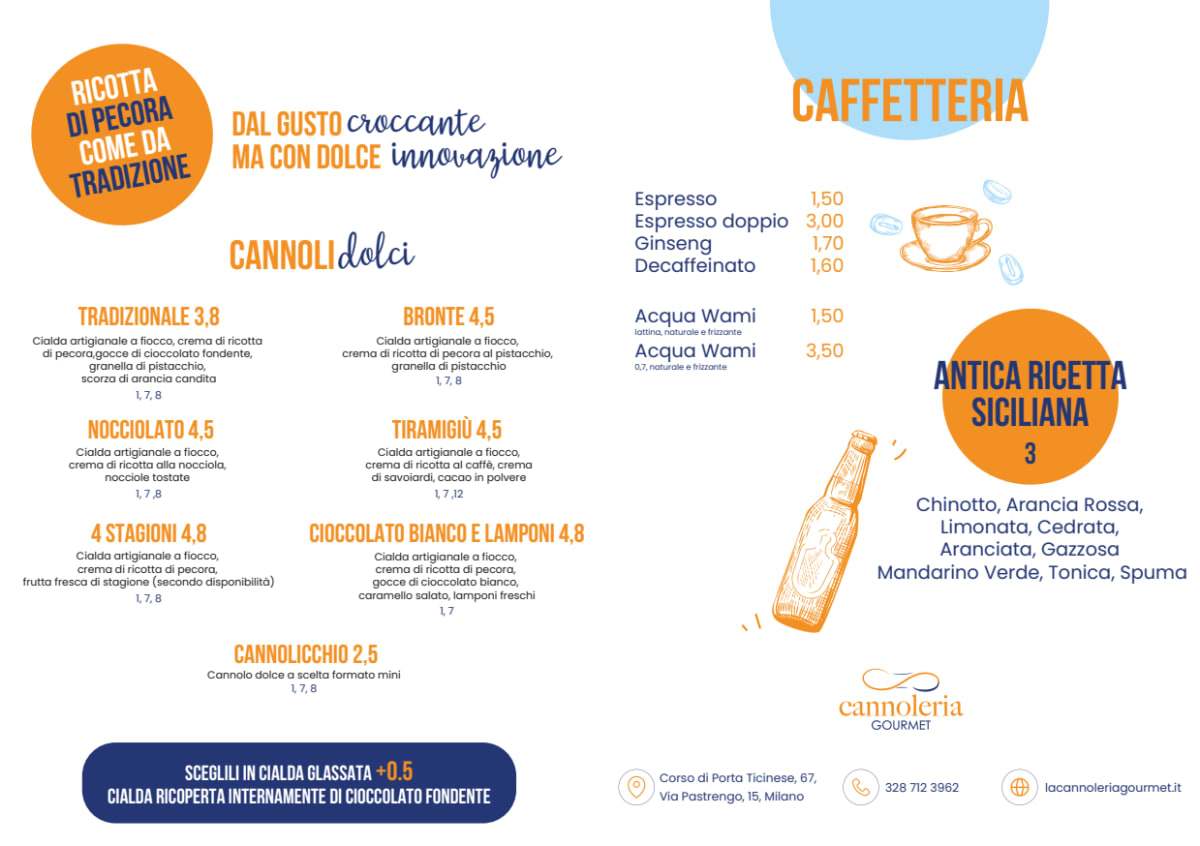 Cannoleria Gourmet menu