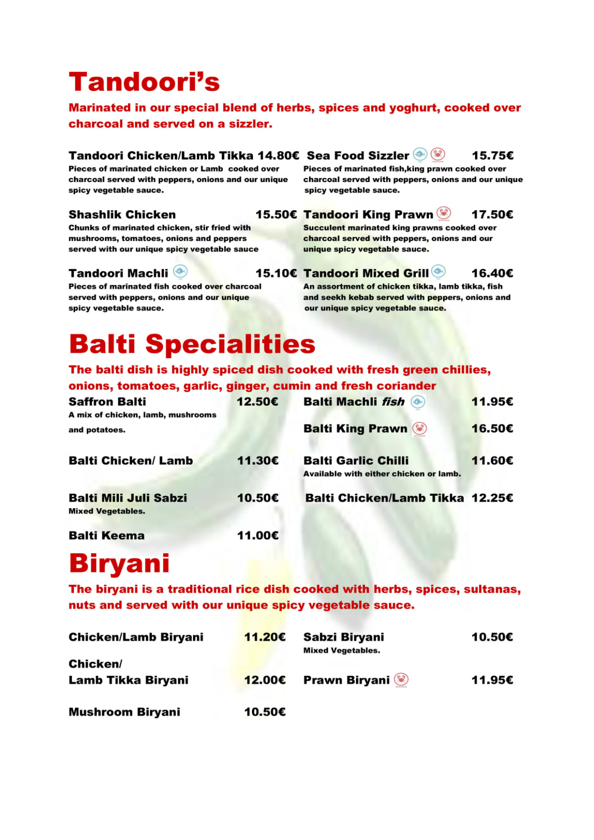 Menu 2024 Saffron Desi in Palmanova TheFork