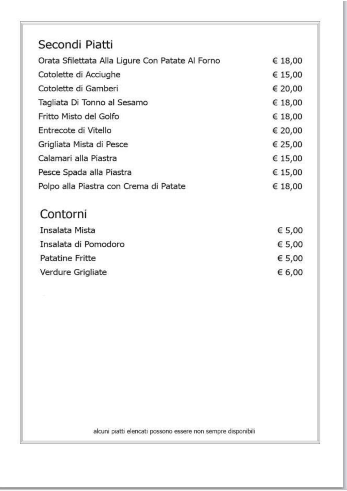 Menù completo e carta 2024 La Lampara a Deiva Marina TheFork