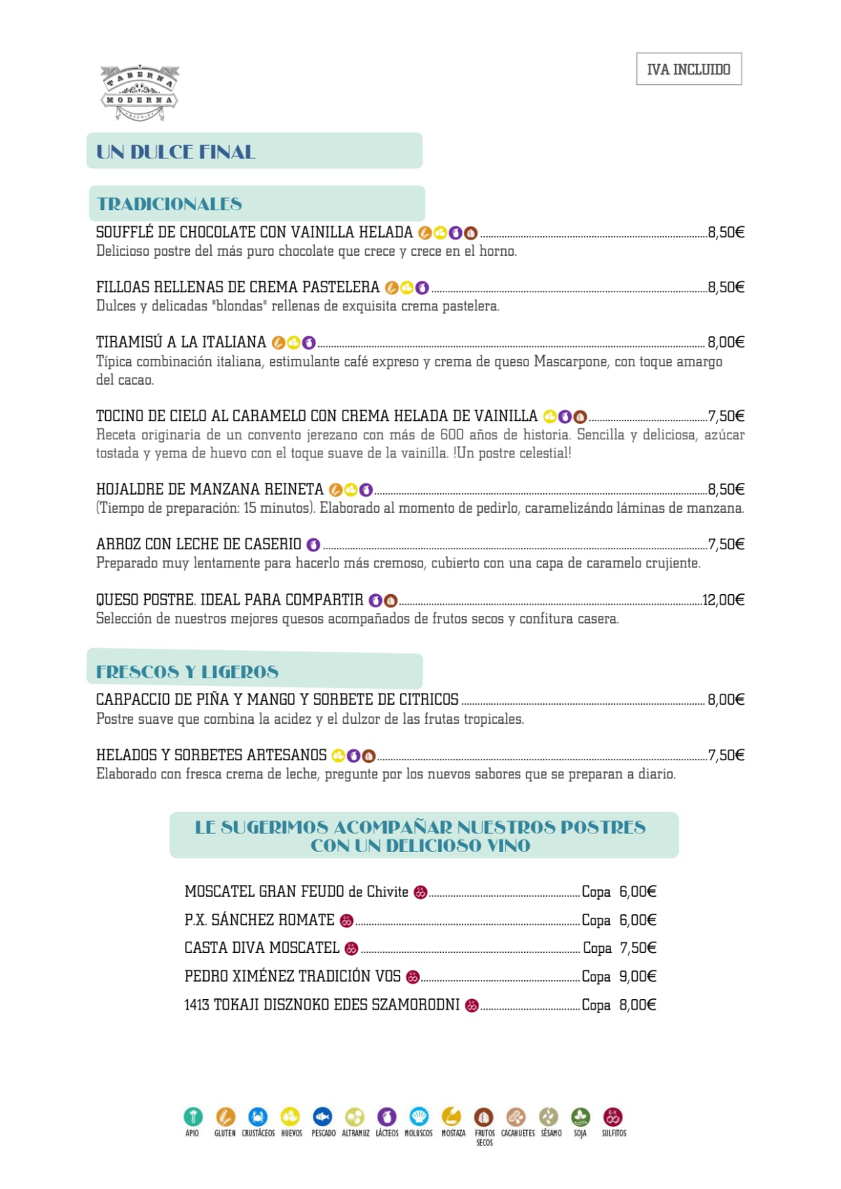 Taberna Moderna menu