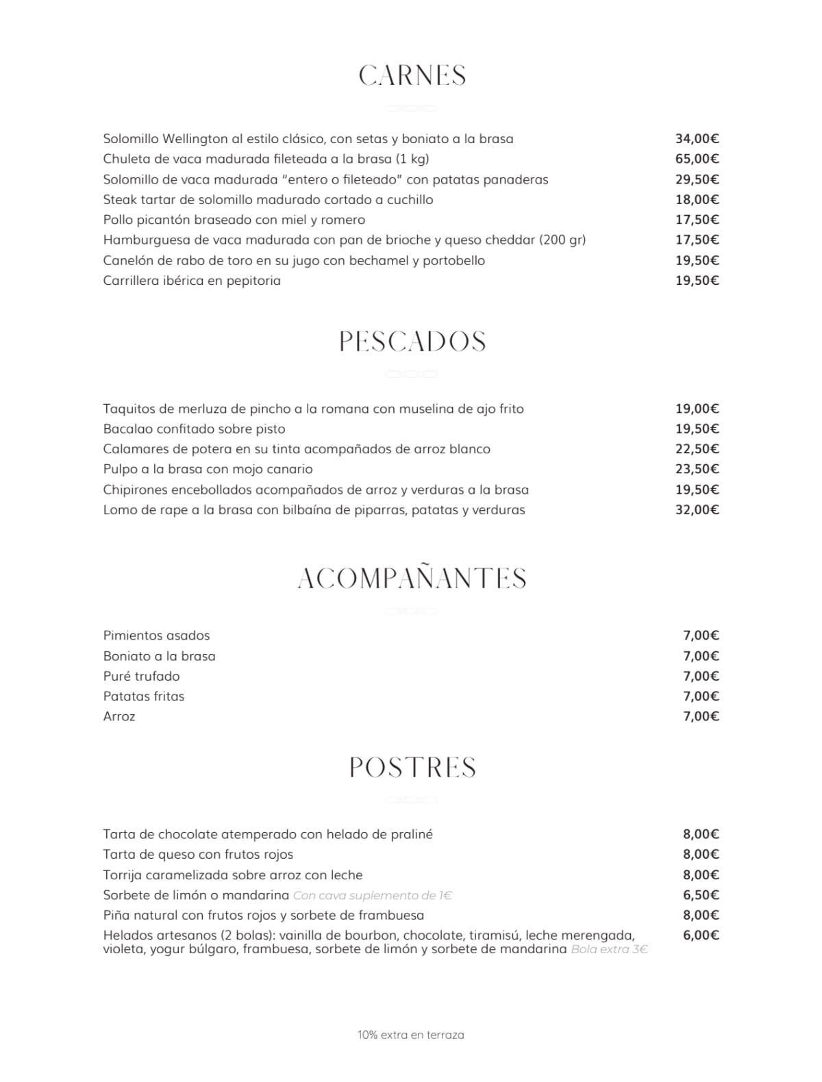 Cafe Comercial menu