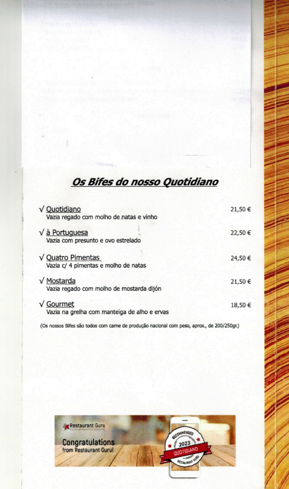 Quotidiano menu