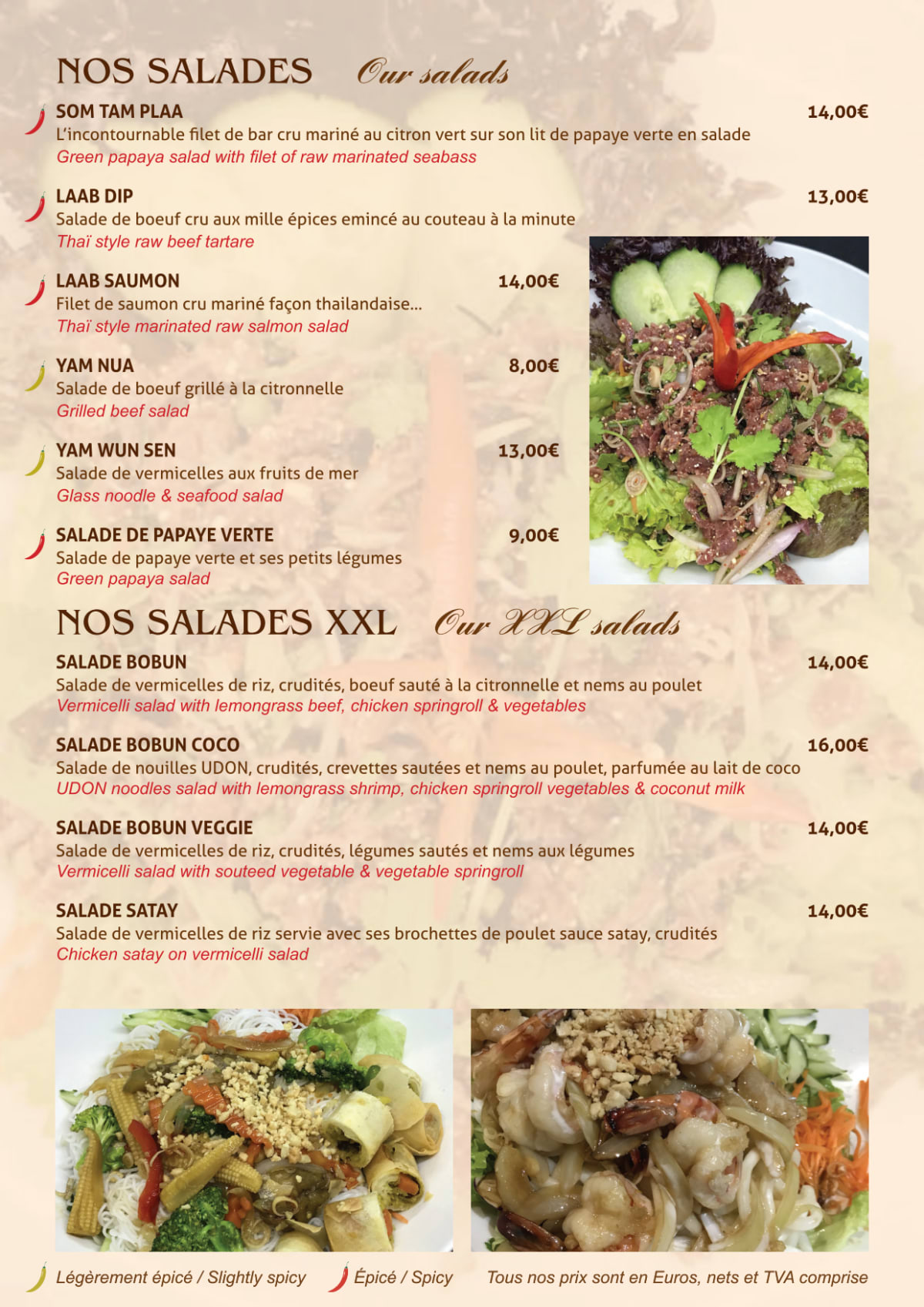 Makham Thaï menu