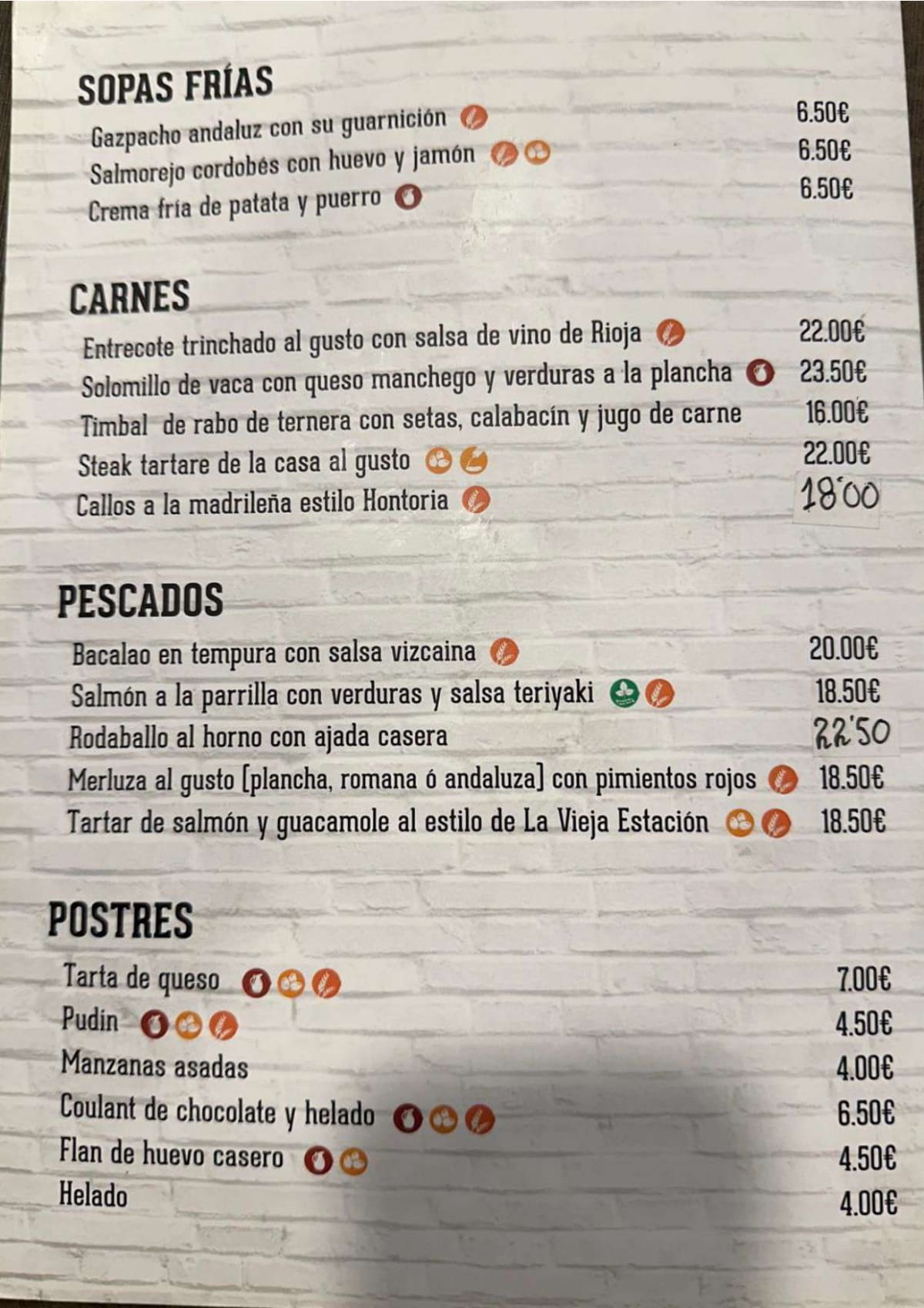 La Vieja Estación menu