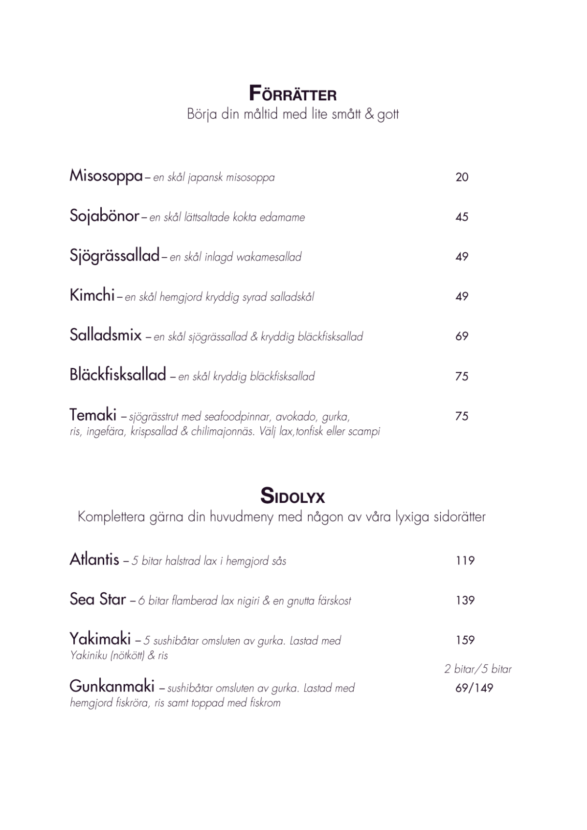 Manga menu